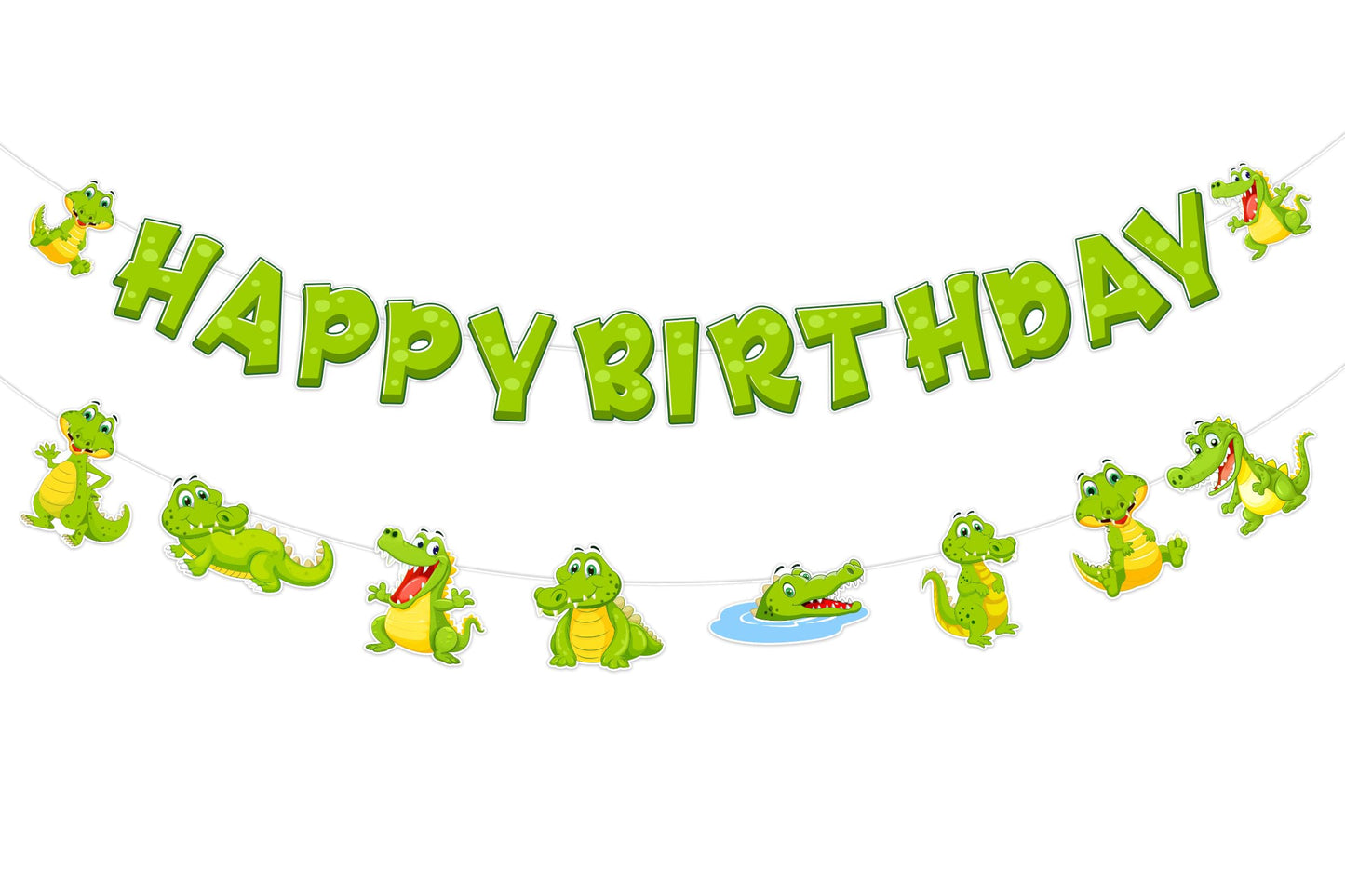 SHADOAMP Alligator Party Decorations – Crocodile Birthday Banner & Garland for Jungle Safari Theme