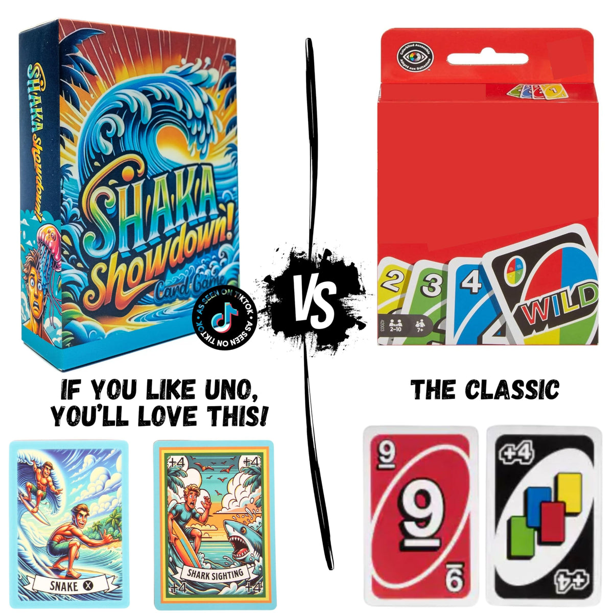 SHAKA Showdown Card Game for Teens 6+ | Surf-Themed Travel & Family Card Game