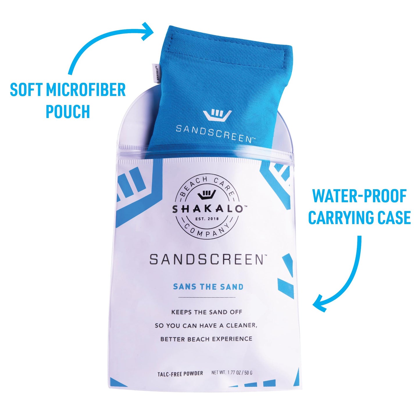SHAKALO Sandscreen Sand Removal Bag – Talc-Free, Reef-Friendly, Sand-Free Beach Kit (Pack of 3)