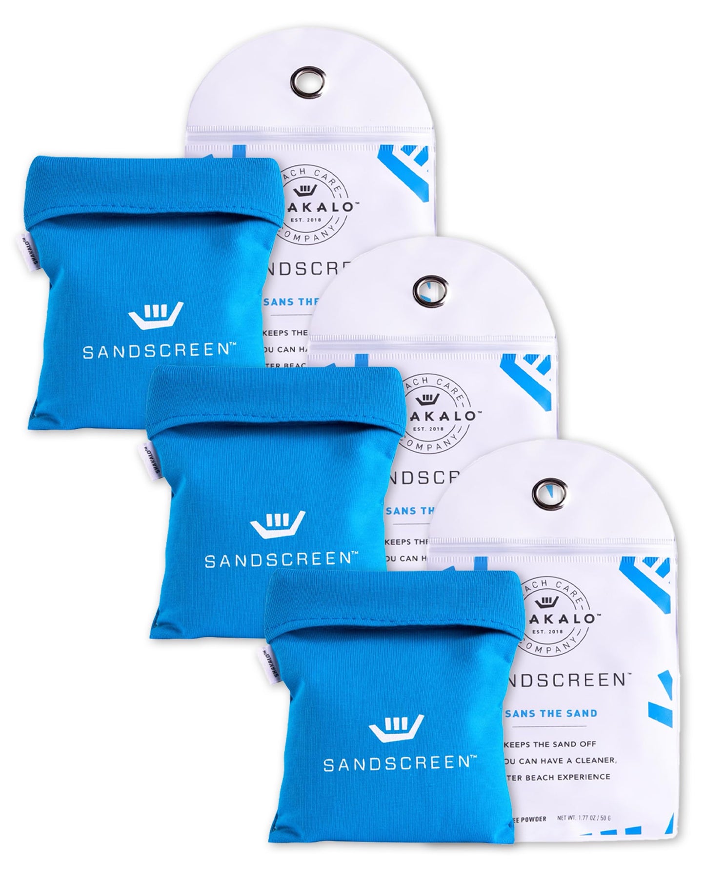 SHAKALO Sandscreen Sand Removal Bag – Talc-Free, Reef-Friendly, Sand-Free Beach Kit (Pack of 3)