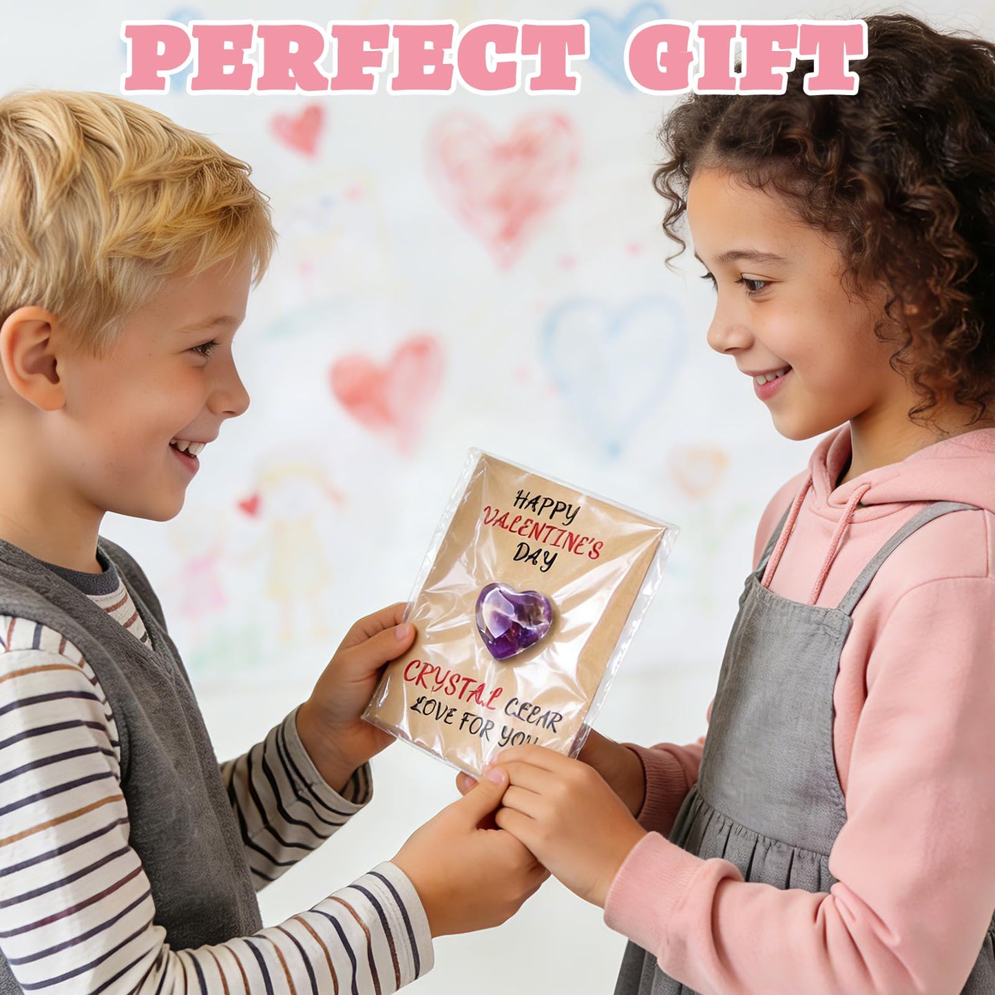 ShallOnly 24 Heart Crystal Valentines Gifts for Kids — 0.78in Classroom Exchange