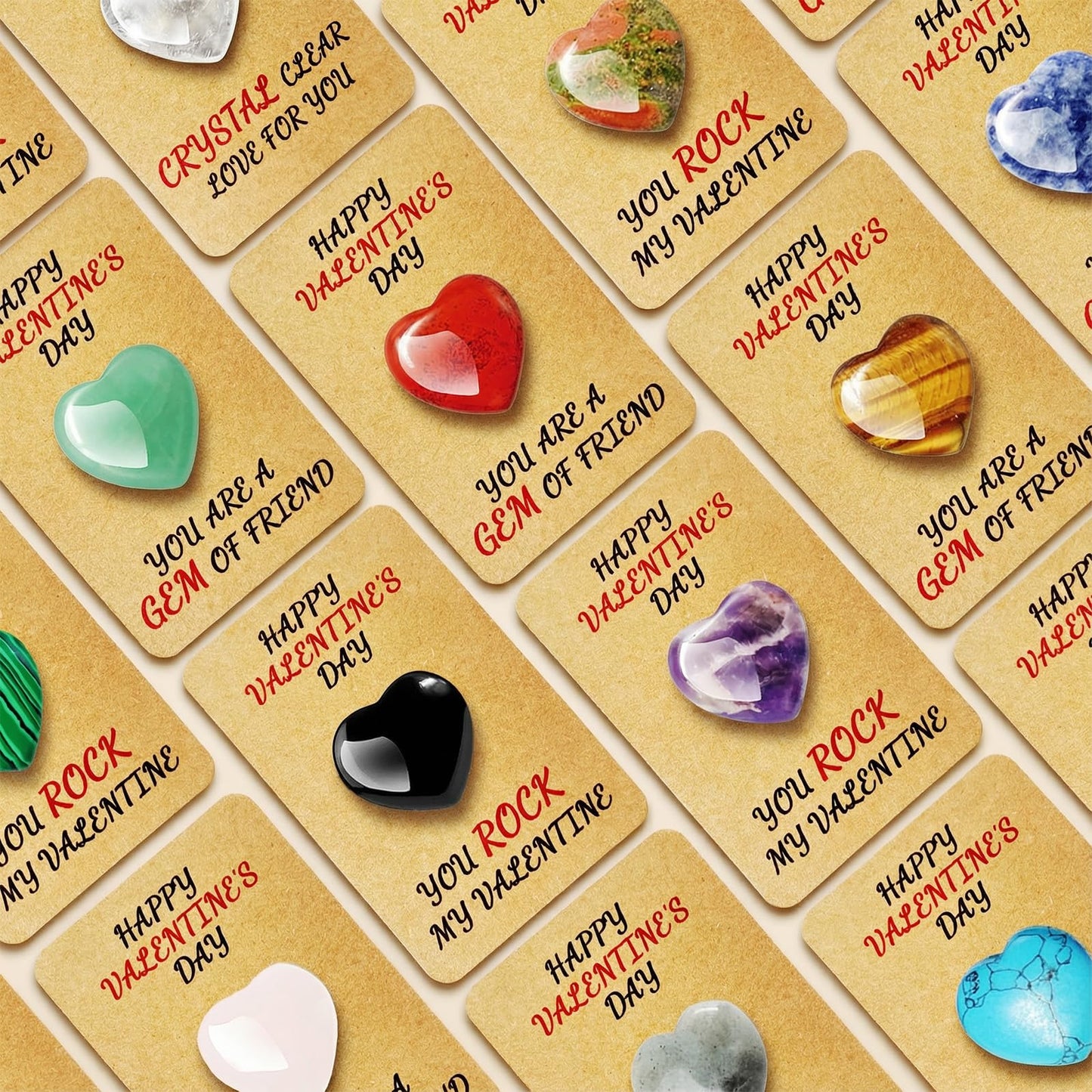 ShallOnly 24 Heart Crystal Valentines Gifts for Kids — 0.78in Classroom Exchange
