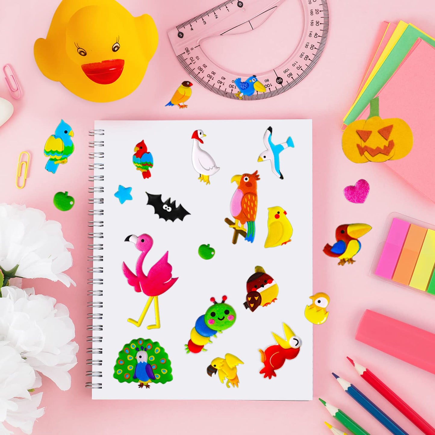 SHANGRLA 3D Puffy Bird Stickers – 4 Pack, Self-Adhesive Foam for Kids’ Crafts, Scrapbooking, Laptop & Decor