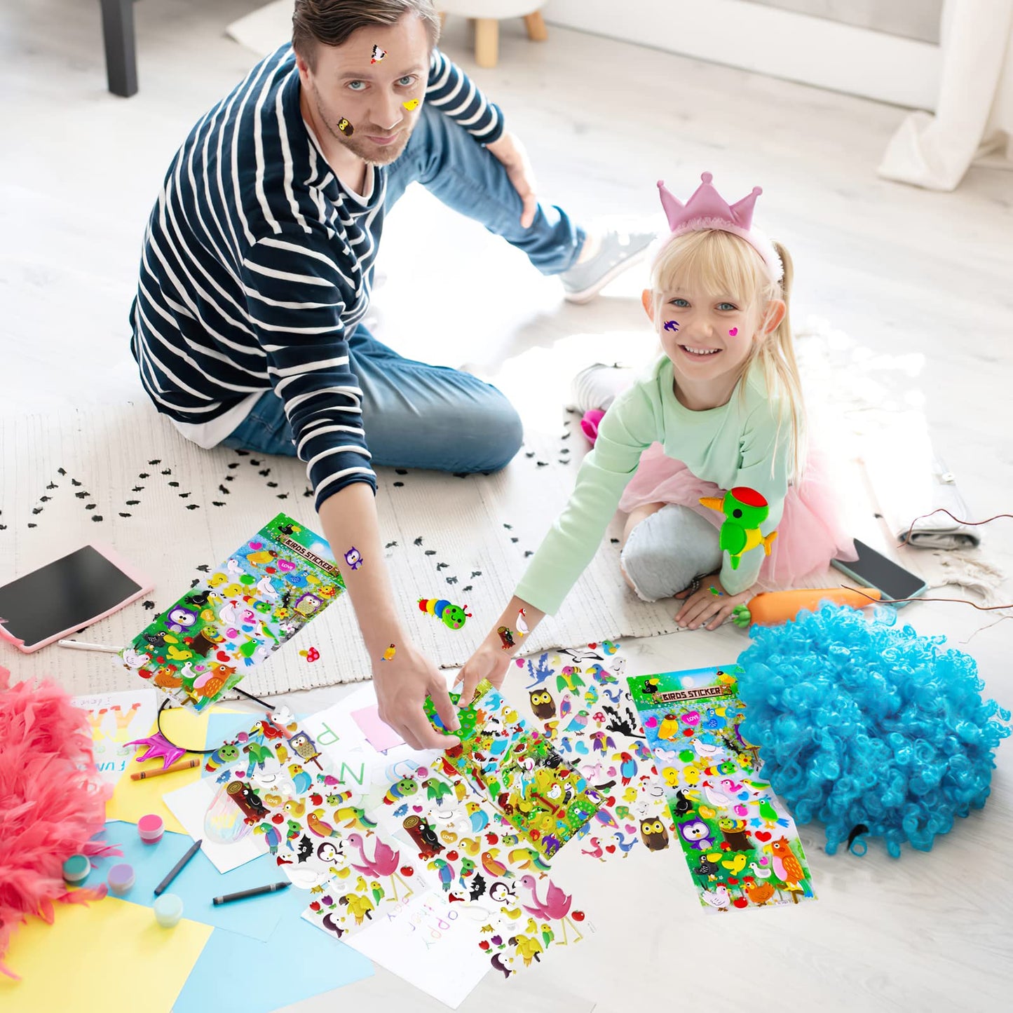 SHANGRLA 3D Puffy Bird Stickers – 4 Pack, Self-Adhesive Foam for Kids’ Crafts, Scrapbooking, Laptop & Decor