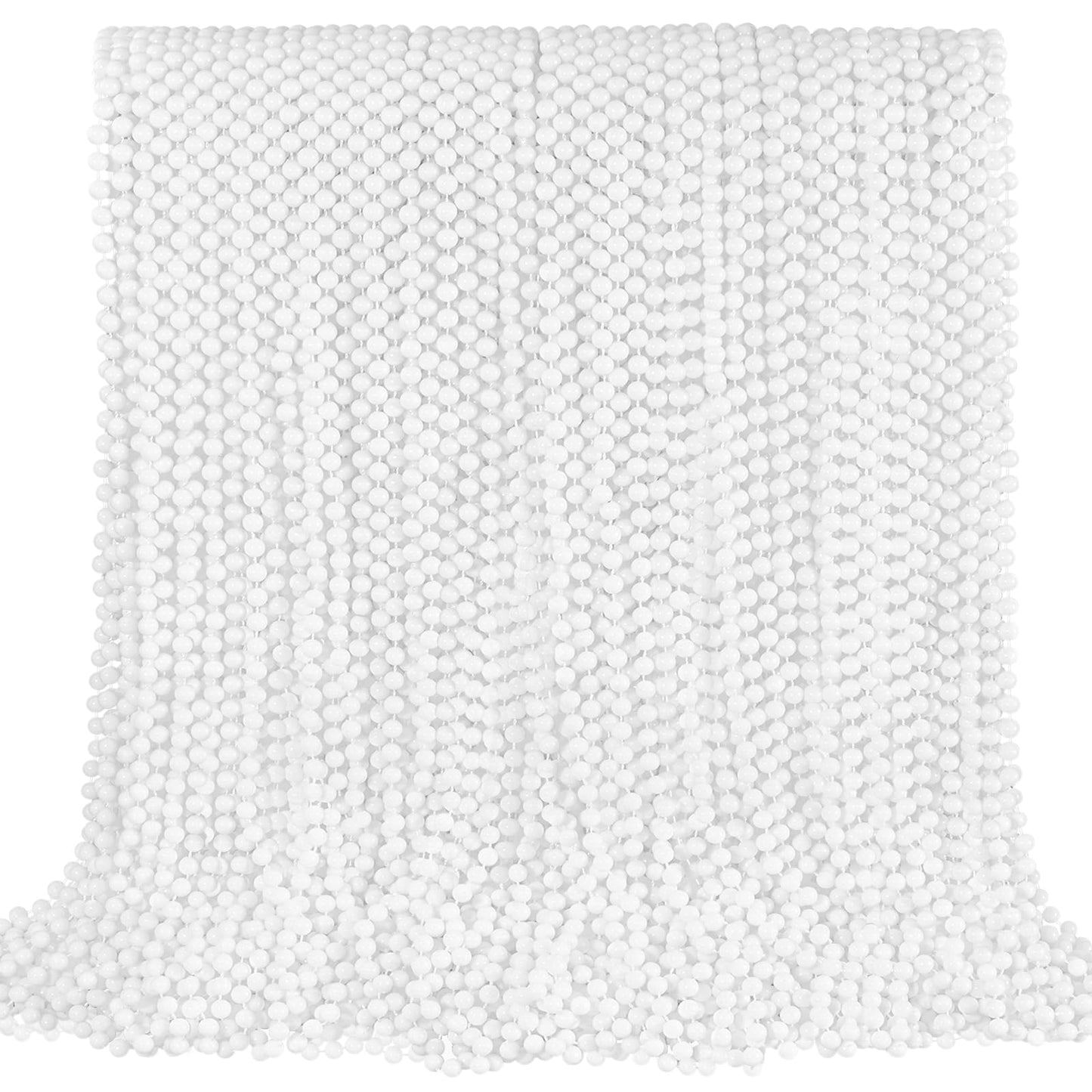 SHAOQINLIN 100-Pcs White Bead Necklaces – 33in Mardi Gras Beads for Holidays and Parades