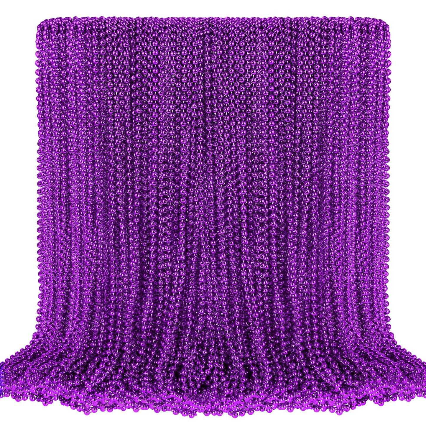 SHAOQINLIN 100 PCS Purple Mardi Gras Beads – 33in Metallic Beaded Necklaces for Parties & Parades