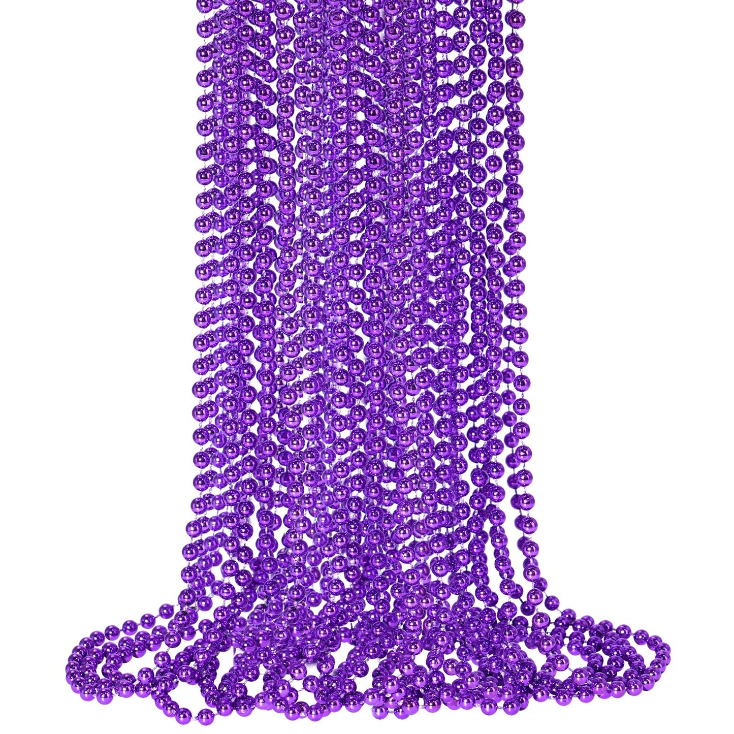 SHAOQINLIN 12-Pack Purple Mardi Gras Beads - 33 Inch Metallic Beaded Necklaces for Parties & Parades