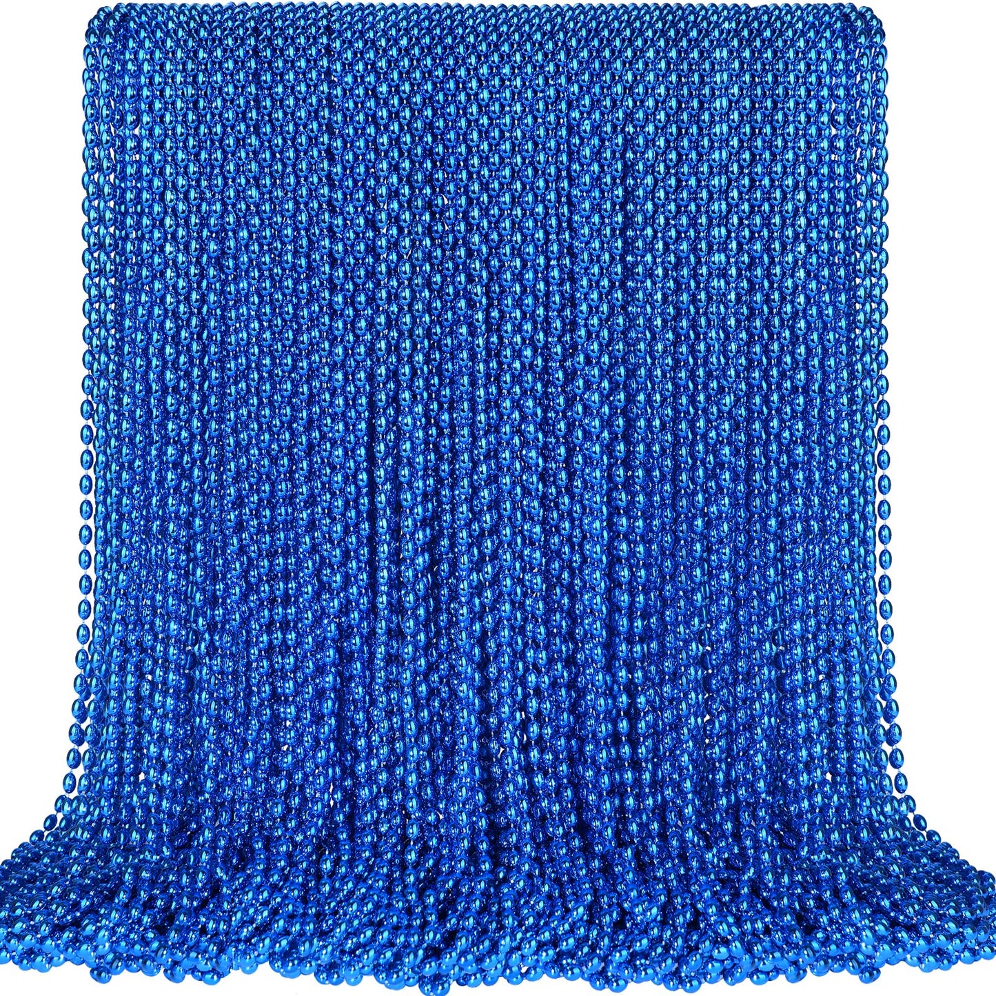 SHAOQINLIN 100 PCS Blue Bead Necklace Set – Oval Beads, 30.5-Inch Parade Throws for Mardi Gras, 4th of July & Christmas