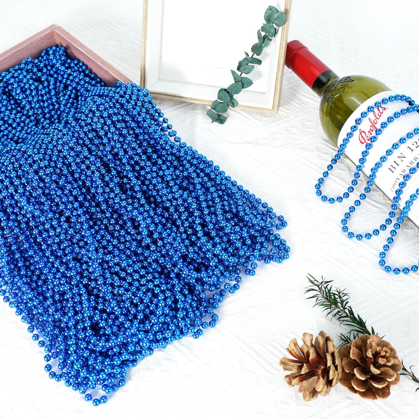 SHAOQINLIN 12-Pack Blue Bead Necklaces – Mardi Gras, Patriotic & Holiday Beads