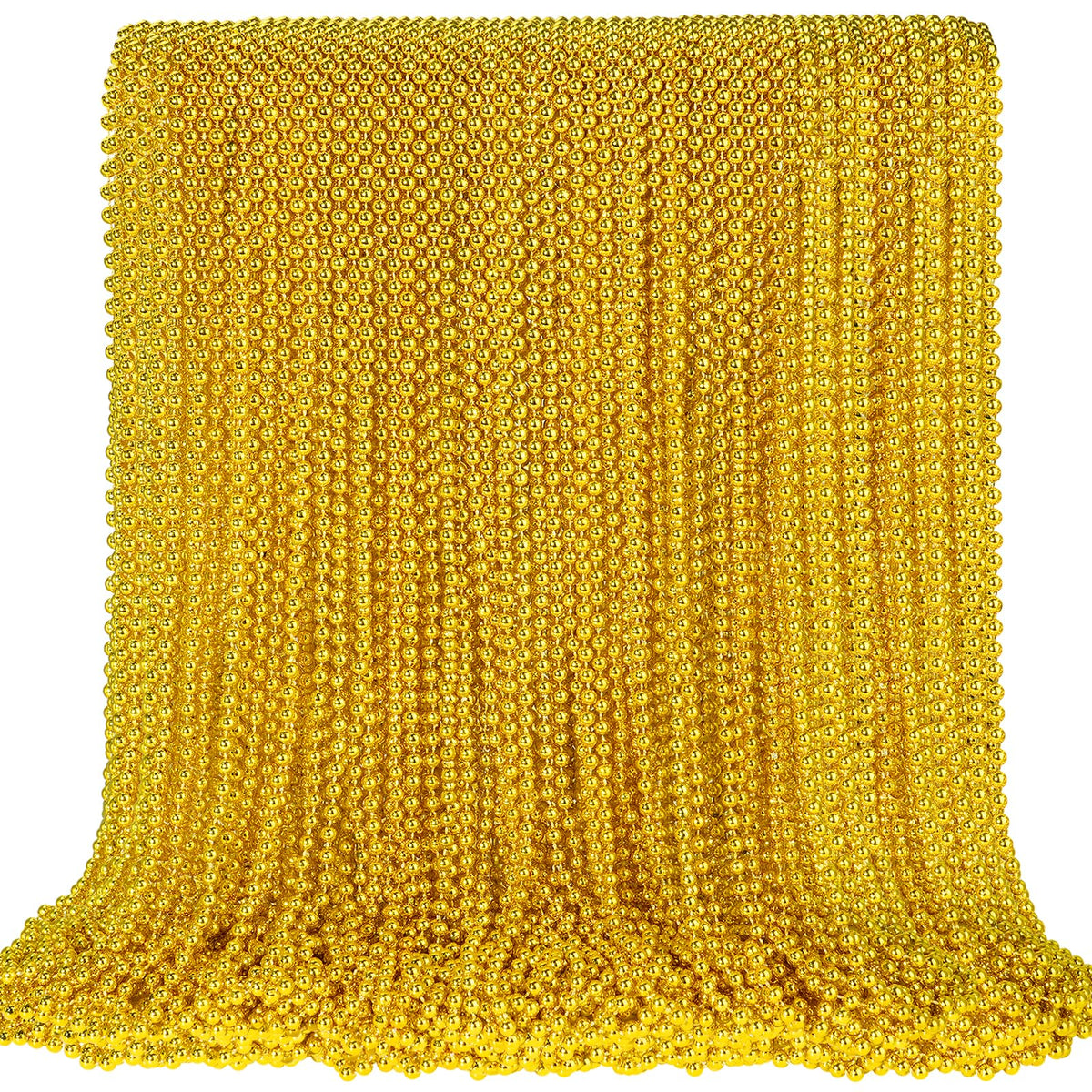SHAOQINLIN 100 PCS Gold Bead Necklace - 33in Mardi Gras Beads for Parades & Festive Events