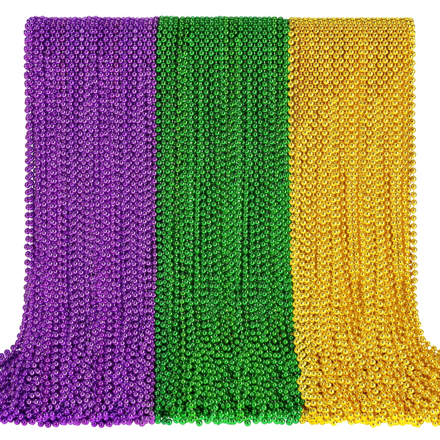 SHAOQINLIN 144 PCS Mardi Gras Beads Necklaces – 33-inch Gold, Green & Purple Bulk