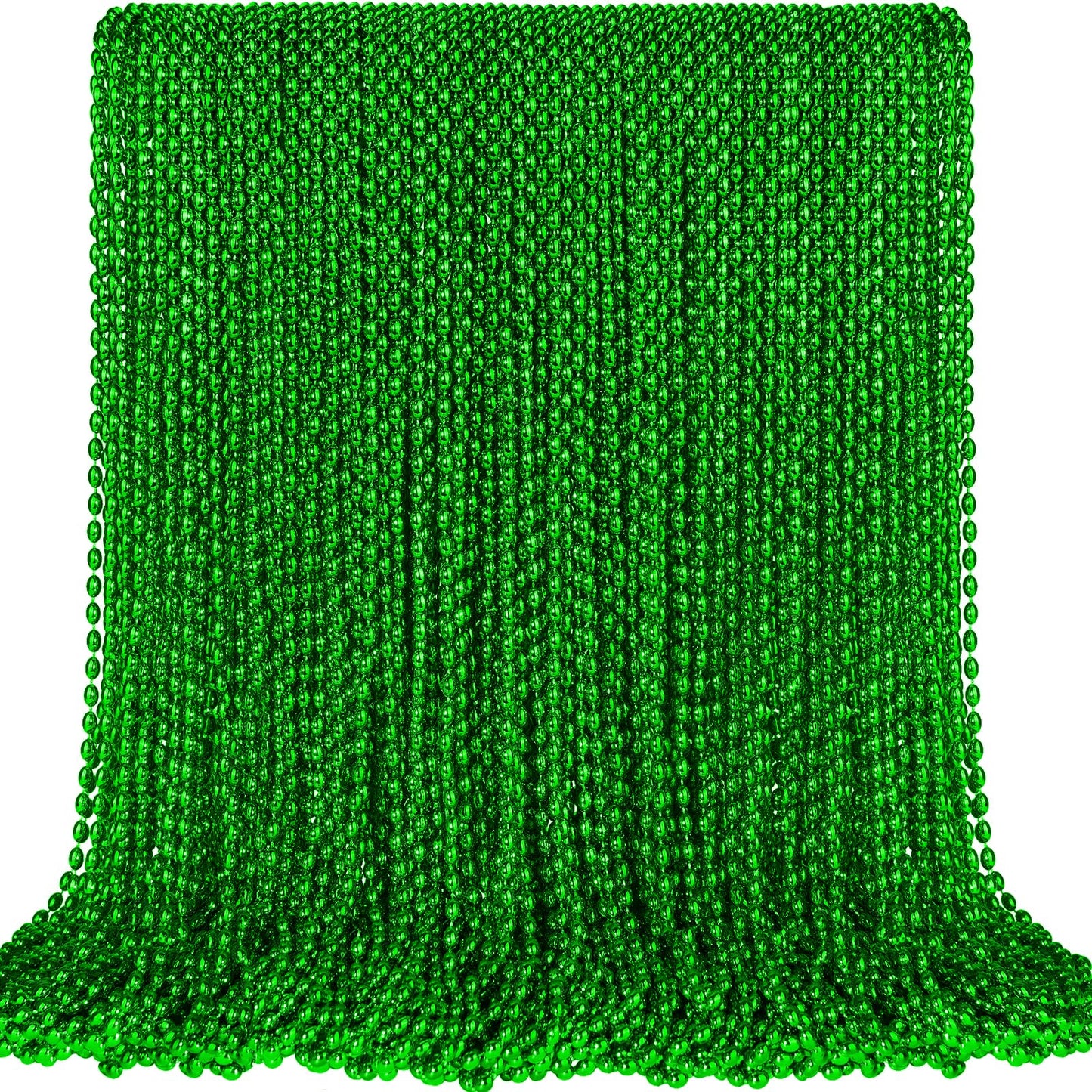 SHAOQINLIN 100 Pcs Green Oval Beads Necklace for St. Patrick's Day & Mardi Gras - 30.5 Inch Long