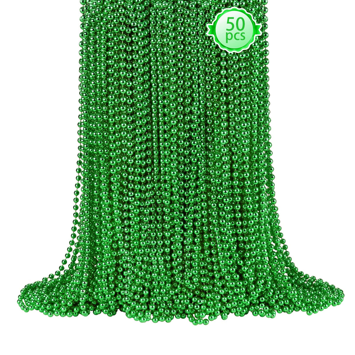 SHAOQINLIN 50 Pcs Green St. Patrick's Day Beads Necklace – 33in Mardi Gras Party Beads