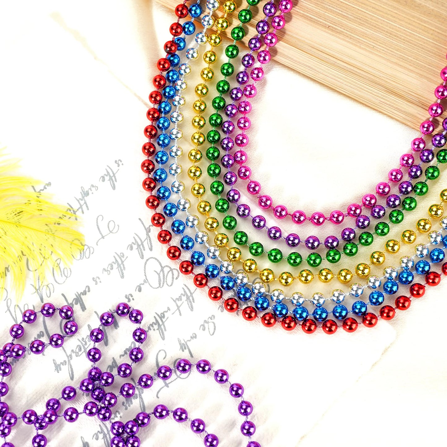 SHAOQINLIN 30 PCS Blue Bead Necklace Set | Mardi Gras & Patriotic Beads, 33in