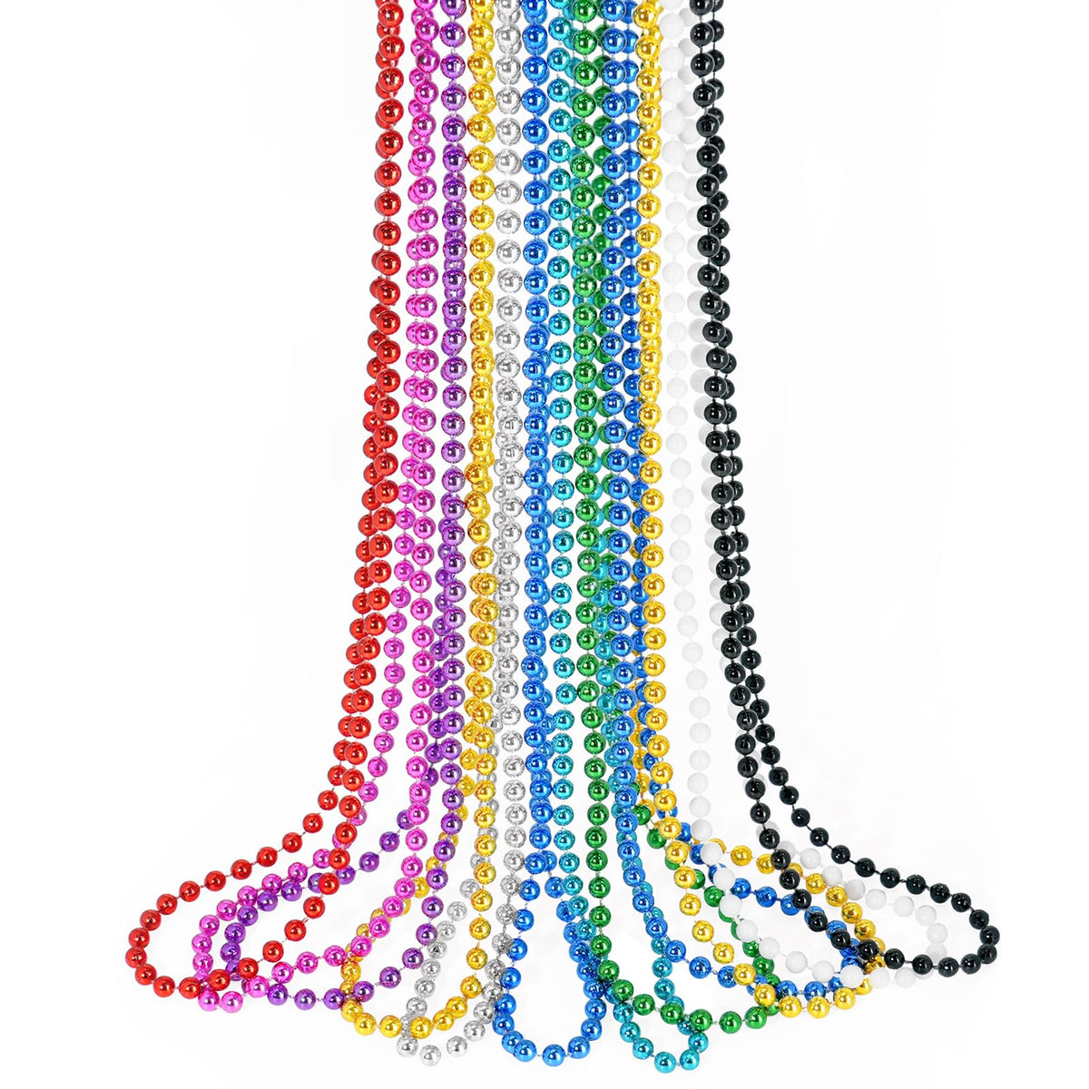 SHAOQINLIN 12 PCS Mardi Gras Beads – 33in Colorful Bead Necklaces, 10 Colors Bulk