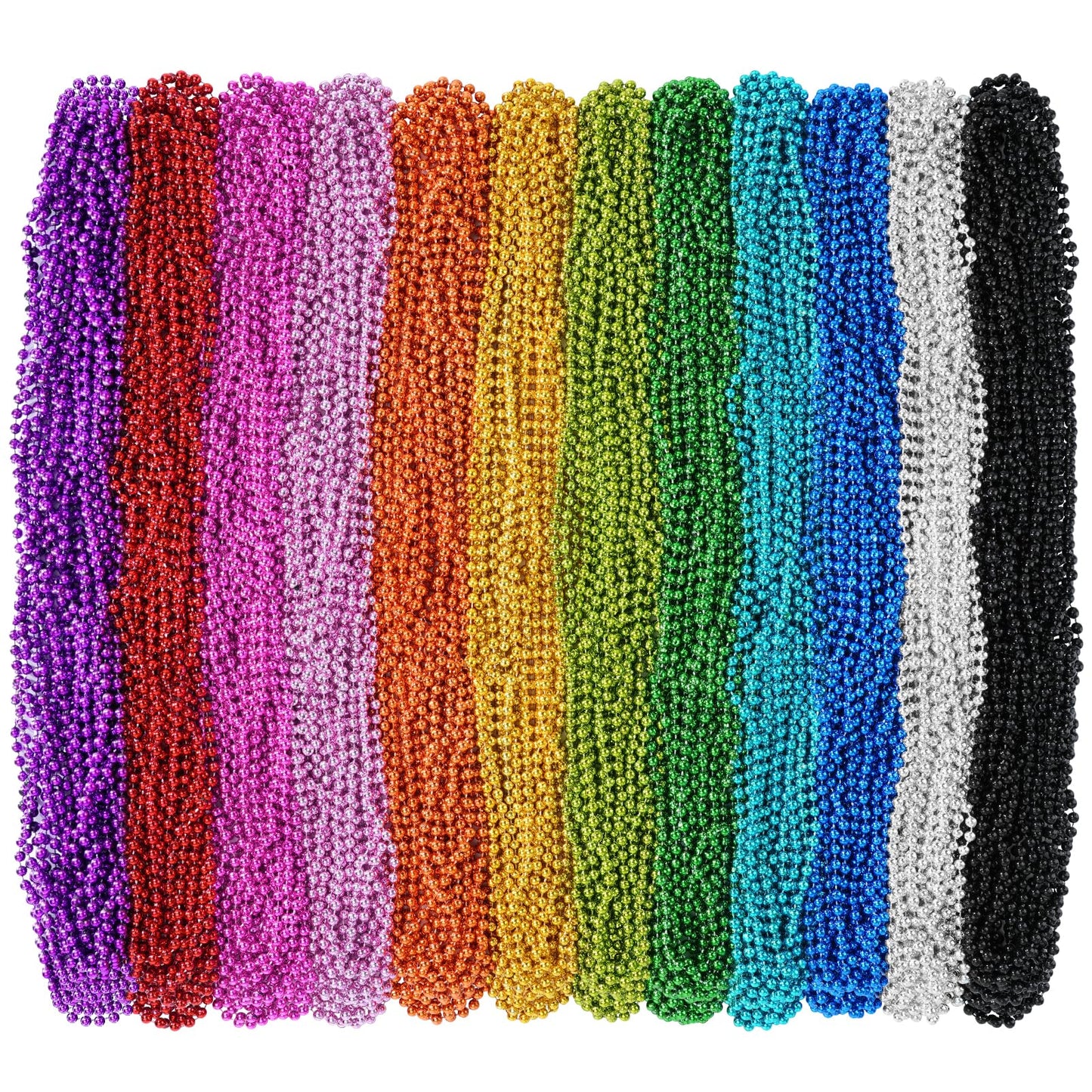 SHAOQINLIN 144 PCS Mardi Gras Beads Necklaces – 33-inch Colorful Party Beads in 12 Colors