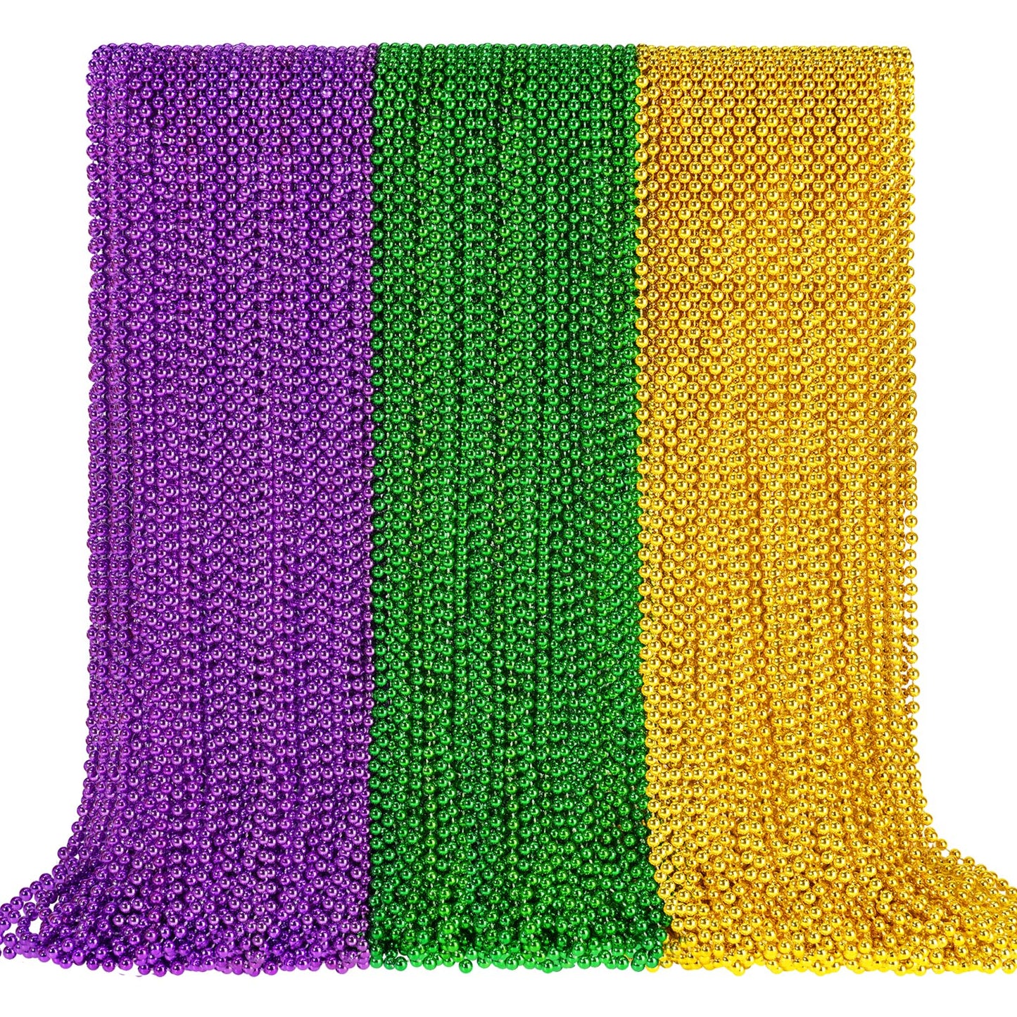 SHAOQINLIN 102 PCS Mardi Gras Beads – 33-inch Gold Green Purple Necklaces Bulk Parade Favors
