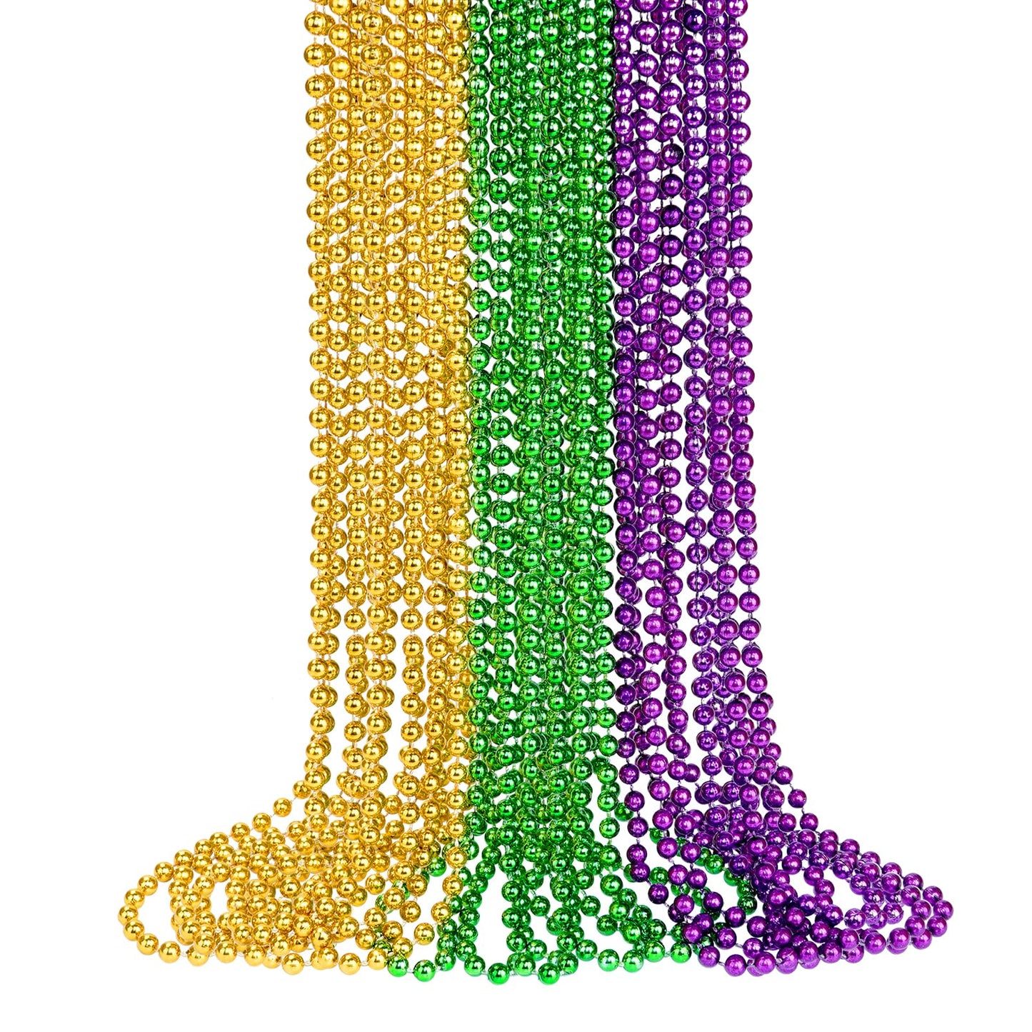 SHAOQINLIN 12 Pcs Mardi Gras Beads – 33in Gold Green Purple Necklaces for Parade Throws