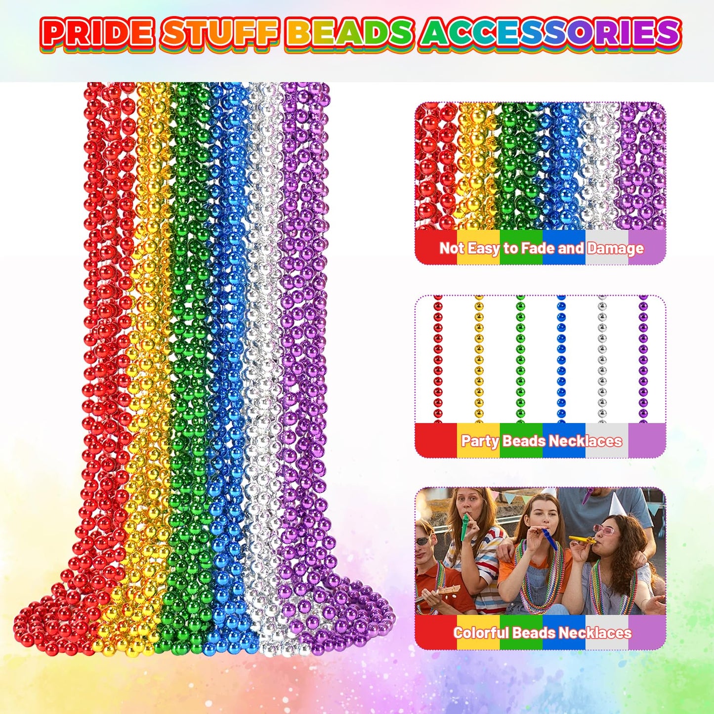 SHAOQINLIN 12 PCS Mardi Gras Beads Necklaces – 33-Inch Colorful Bulk Party Beads