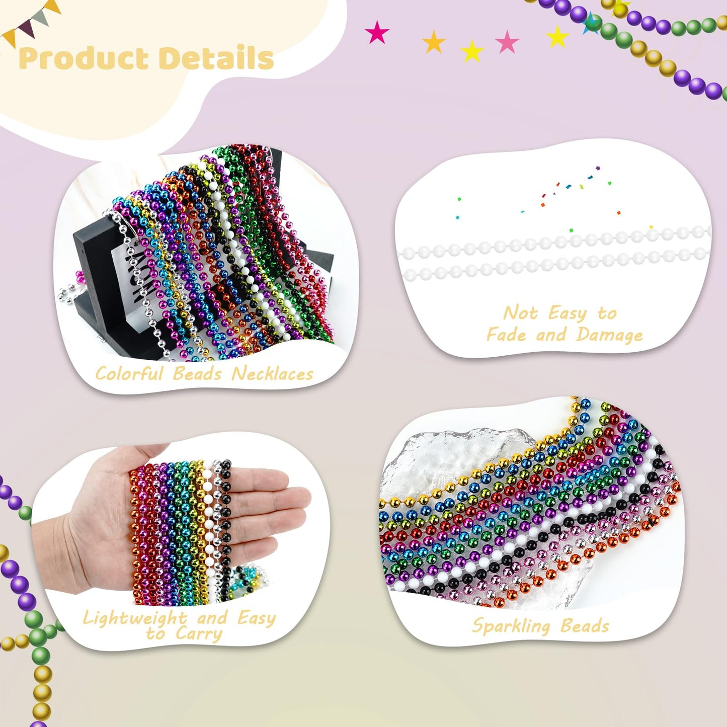SHAOQINLIN White Bead Necklaces – 30 Pcs, 33-inch Parade Beads