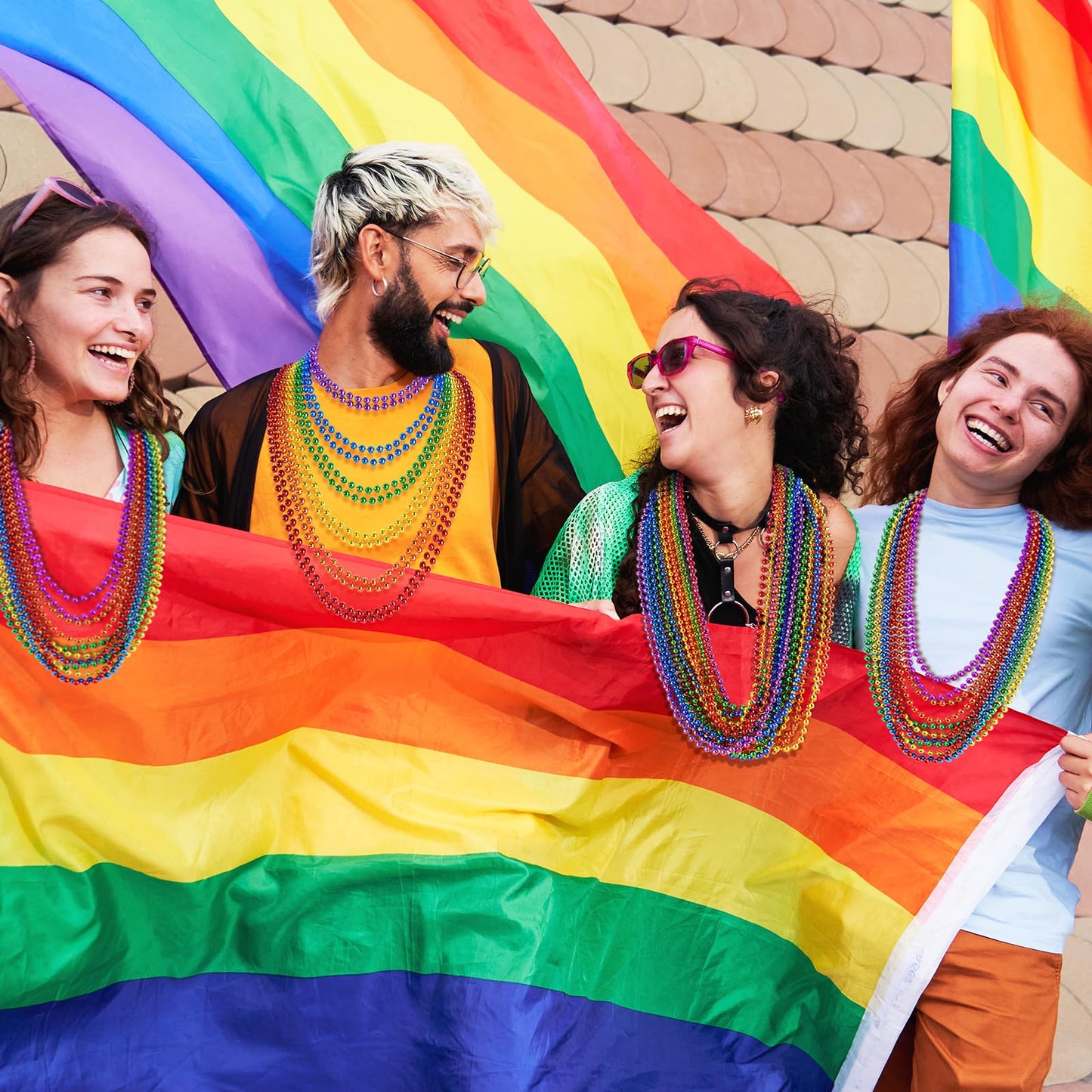 SHAOQINLIN 12 Pcs Pride Beads Necklaces – Rainbow Beads Bulk for Pride Month Parades