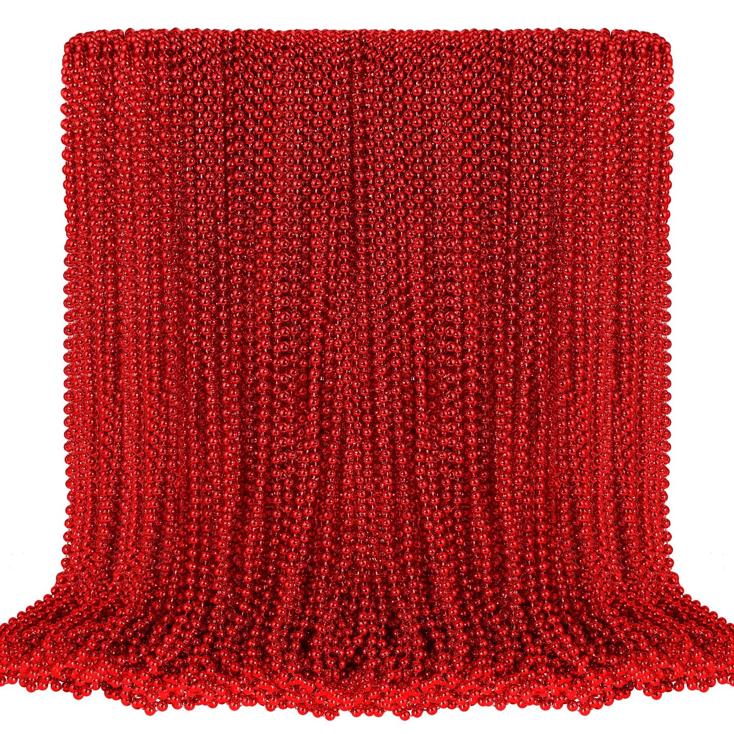 SHAOQINLIN 100 PCS Red Mardi Gras Beads – 33in Plastic Bead Necklaces for Parties, Weddings & Celebrations