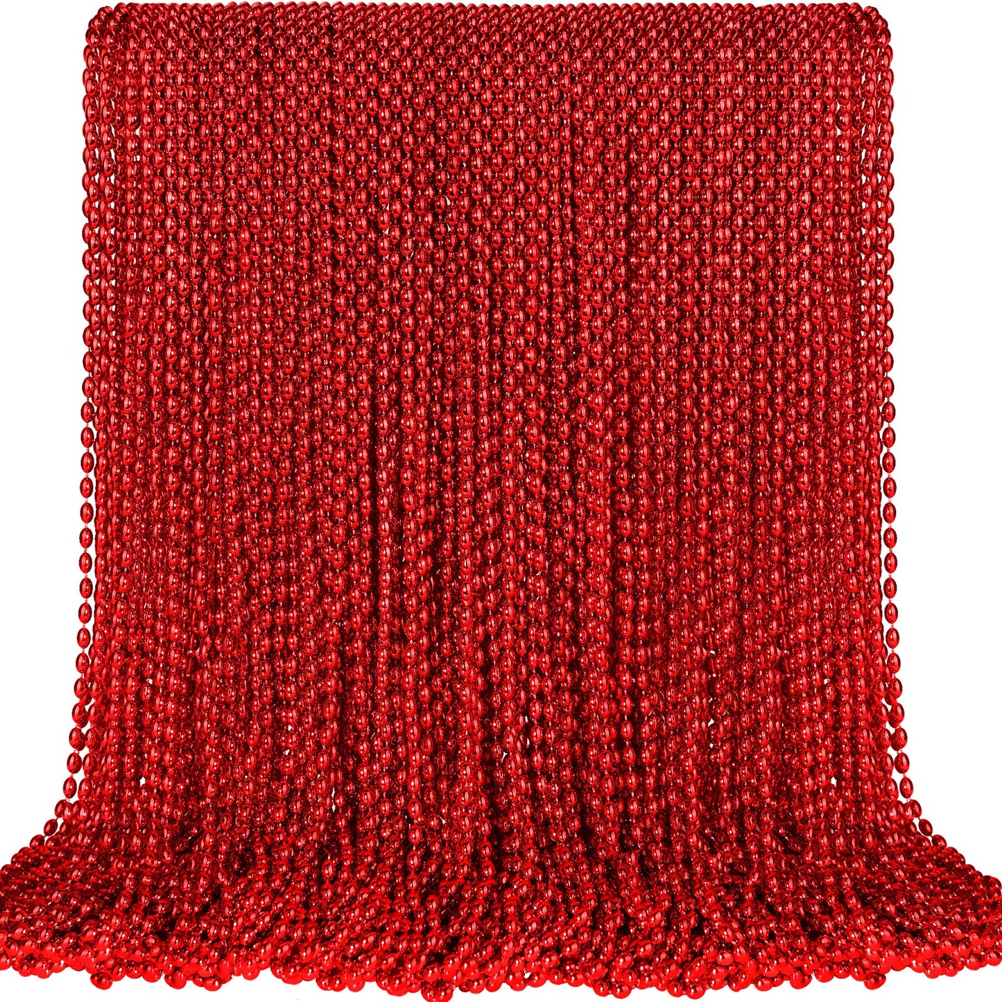 SHAOQINLIN 100 Pcs Red Mardi Gras Beads - 30.5-Inch Oval Beads Necklaces for Parties, Weddings, Holidays