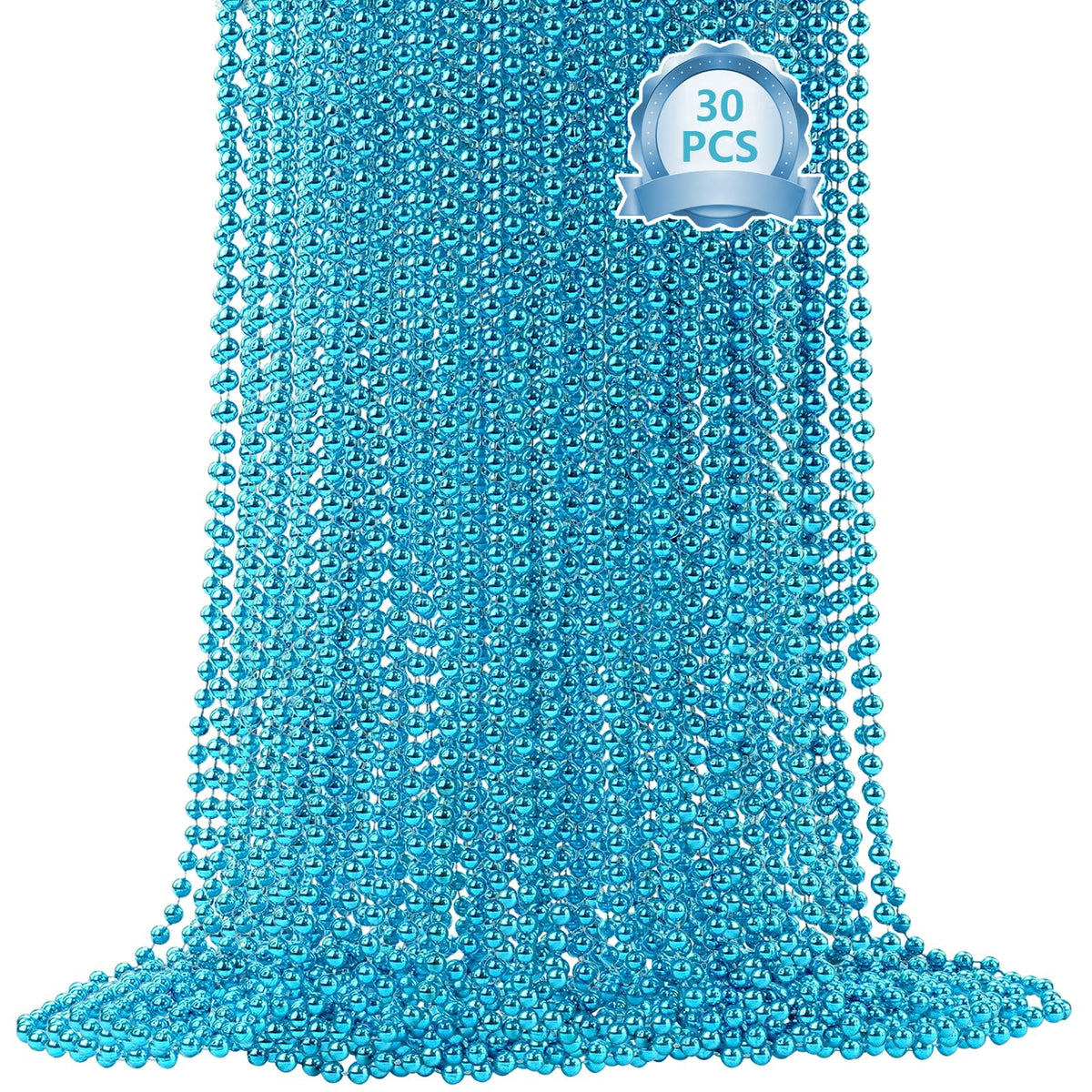 SHAOQINLIN 30-Pack Teal Bead Necklaces for Mardi Gras & Party Favors