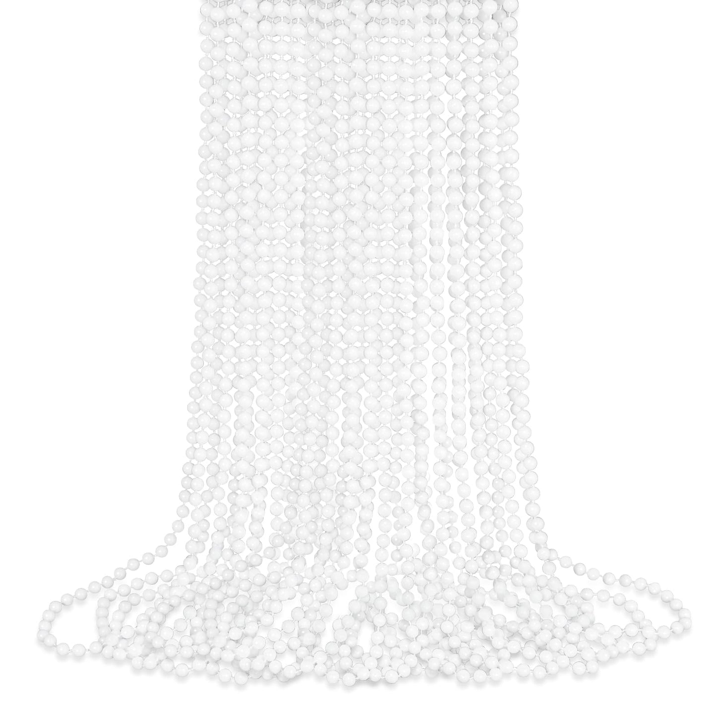 SHAOQINLIN 12-Pack White Bead Necklaces – 33-Inch Mardi Gras & Holiday Beads