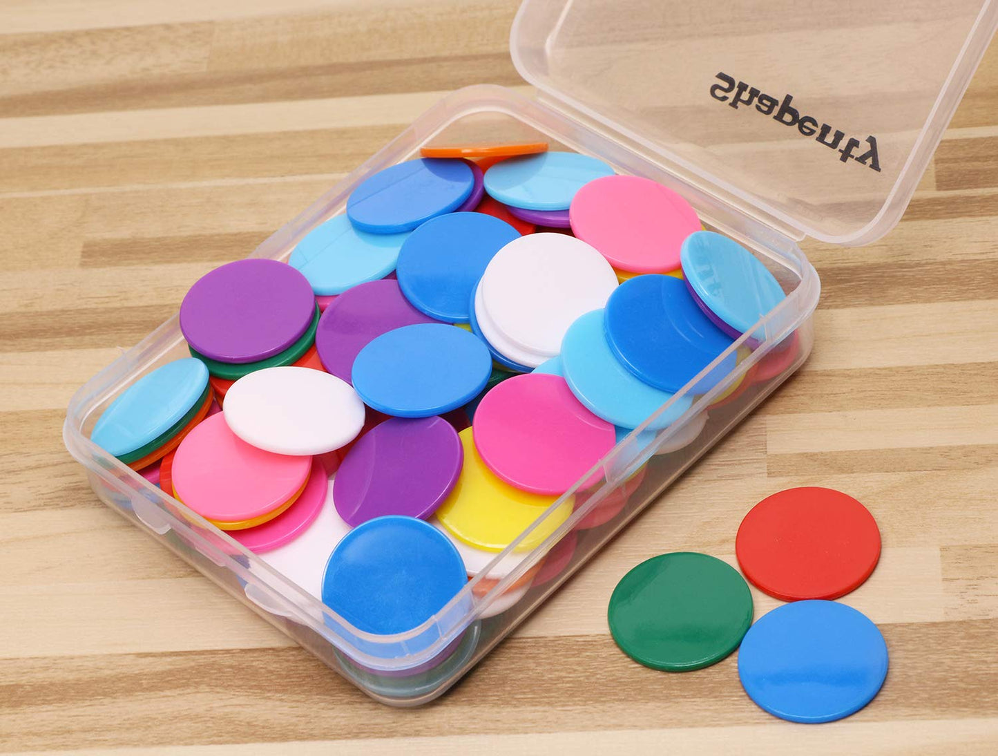 Shapenty 10-Color Plastic Learning Counters Discs – 25mm (1in), 120pcs with Storage Box