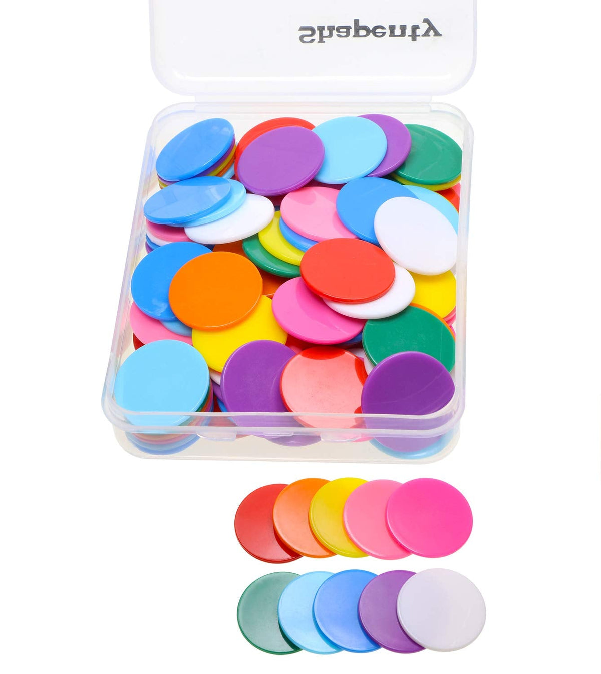 Shapenty 10-Color Plastic Learning Counters Discs – 25mm (1in), 120pcs with Storage Box