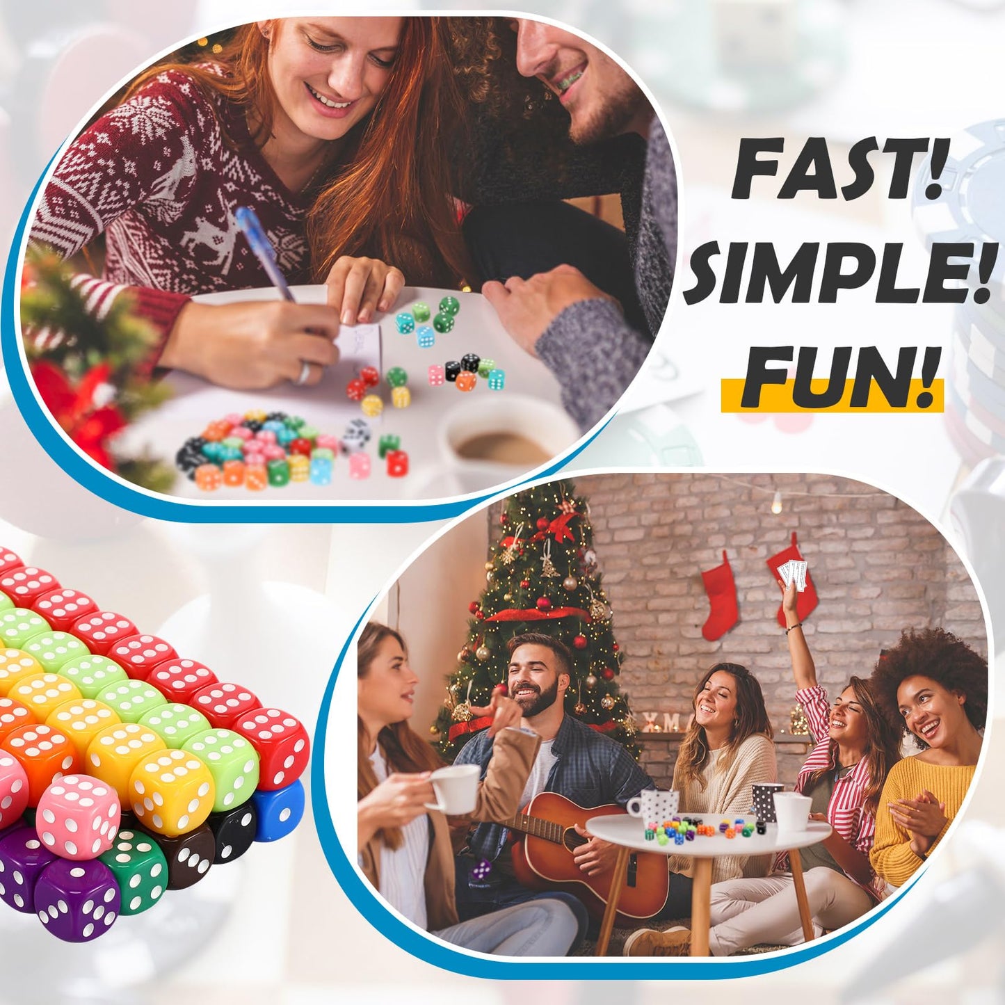 Shappy 10 Sets of Party Dice Game – Colorful Acrylic Dice with Portable Box for Family Fun