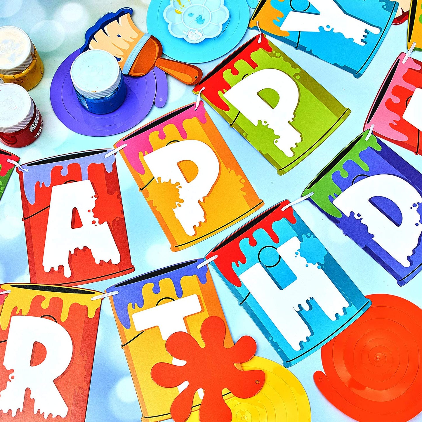 Shappy 25-Piece Art Painting Party Decorations – Birthday Banner, Cards & Hanging Swirls