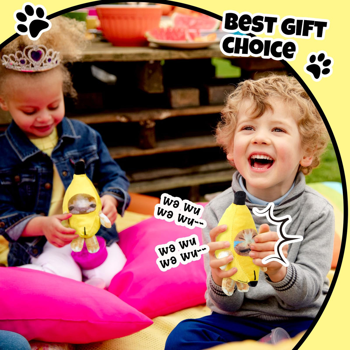 Shappy 2 Pcs Happy Crying Banana Cat Keychain – Sound Making Plush Backpack Charm