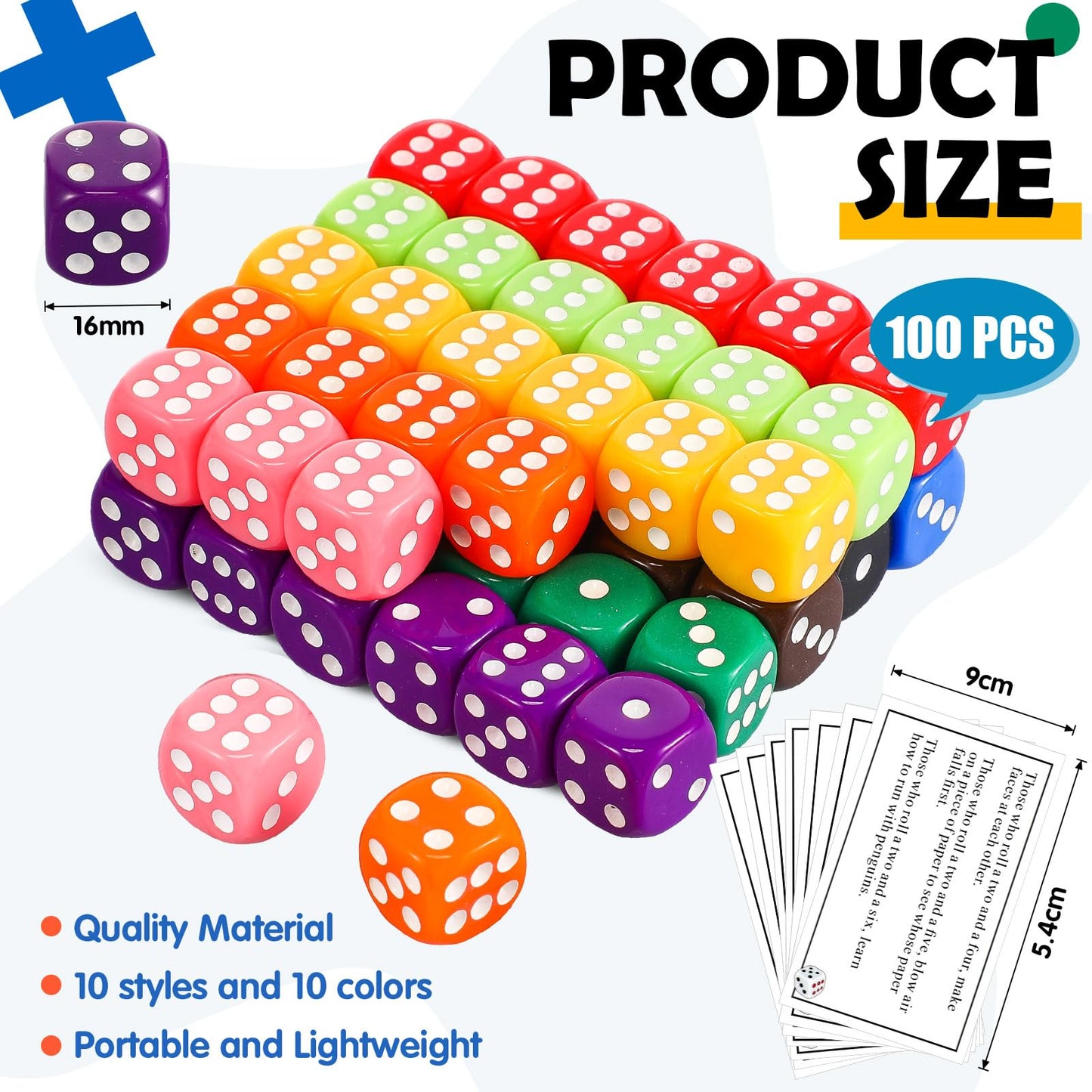Shappy 10 Sets of Party Dice Game – Colorful Acrylic Dice with Portable Box for Family Fun