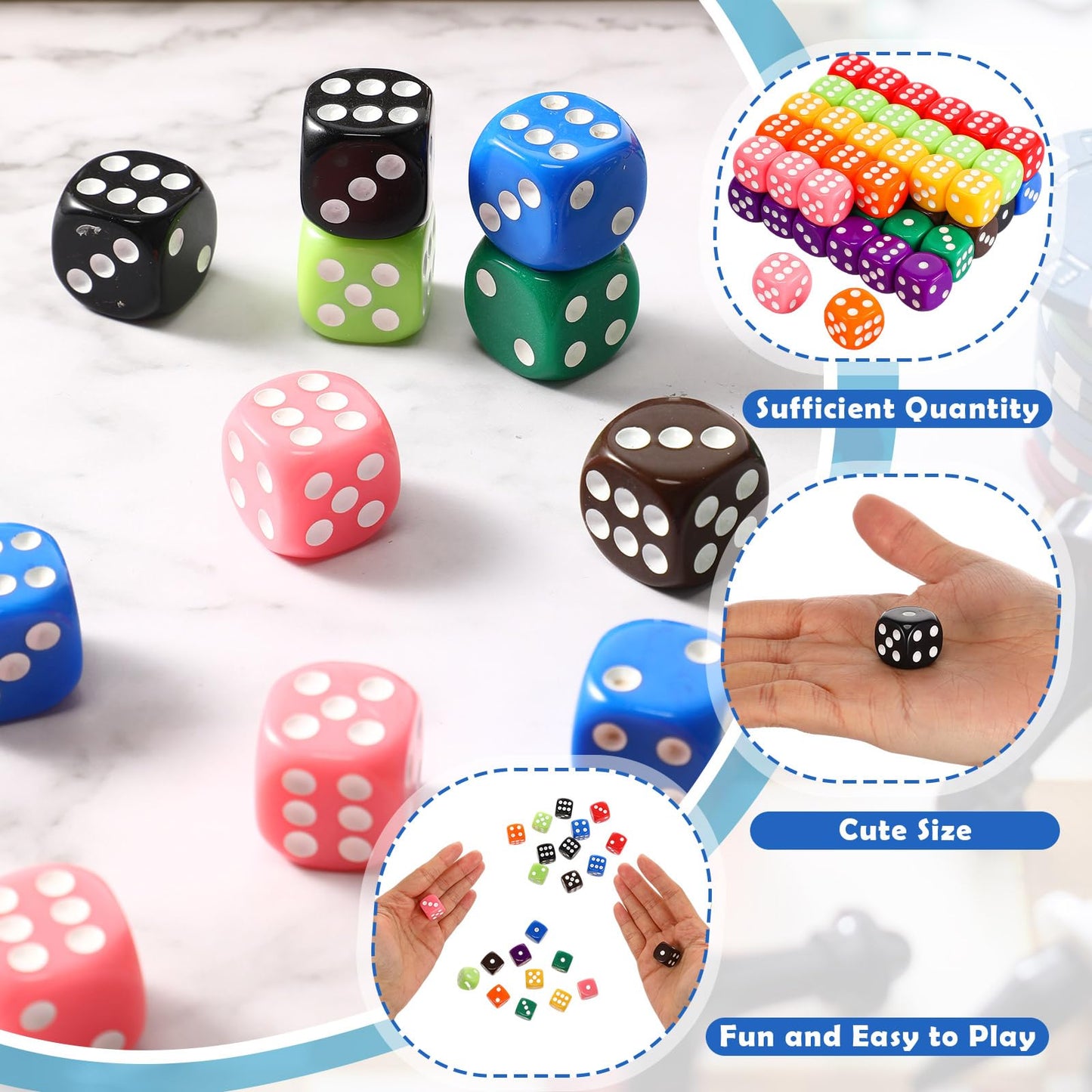 Shappy 10 Sets of Party Dice Game – Colorful Acrylic Dice with Portable Box for Family Fun