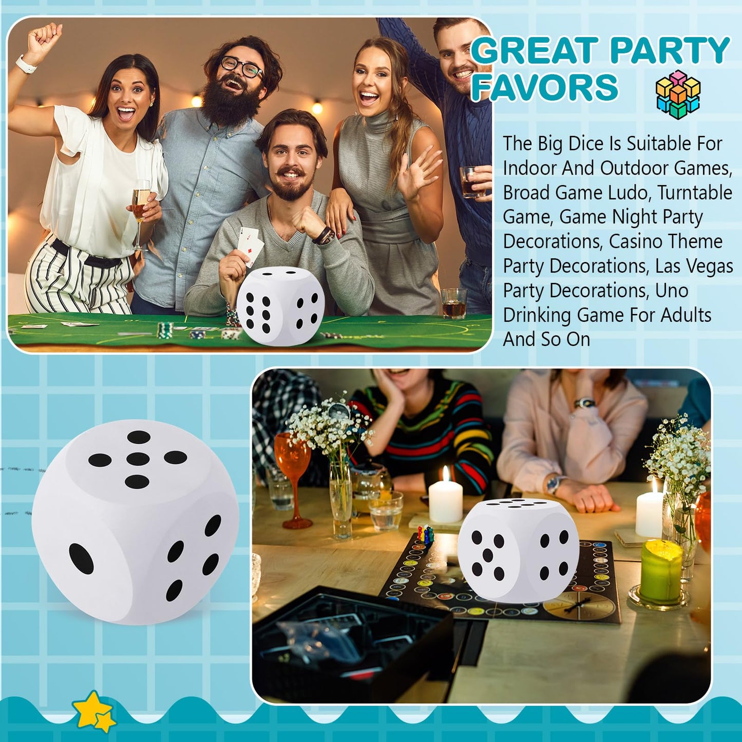 Shappy 6-Inch Foam Dice – Giant Educational EVA Dice for Game Nights
