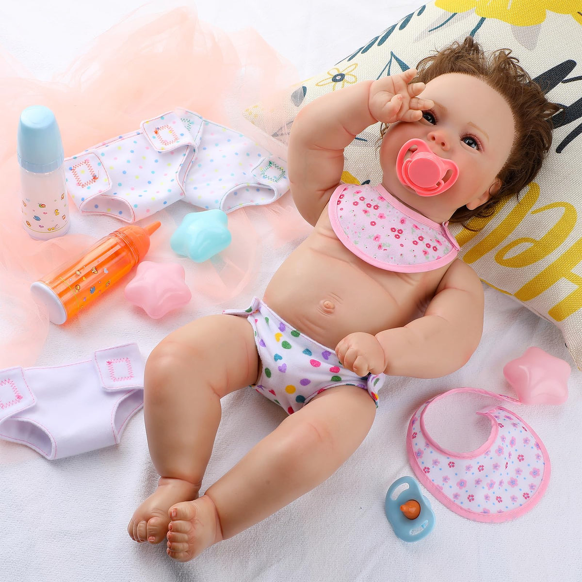 Shappy 10-Piece Baby Doll Accessories Feeding Set – Bottles, Bibs & Diapers