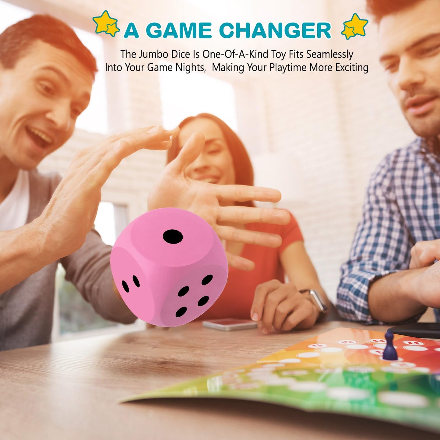 Shappy 3-Inch Pink Foam Dice — Large EVA Jumbo Dice for Learning & Games