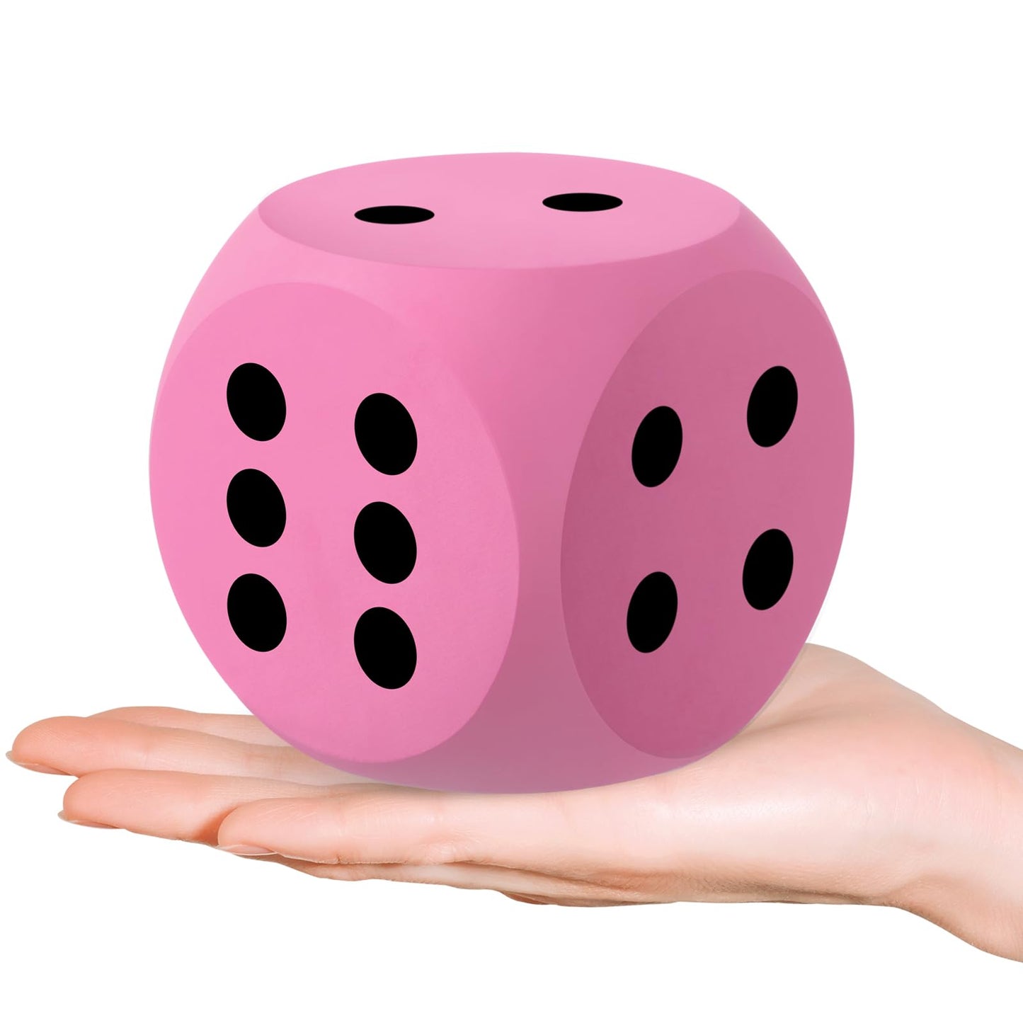 Shappy 3-Inch Pink Foam Dice — Large EVA Jumbo Dice for Learning & Games