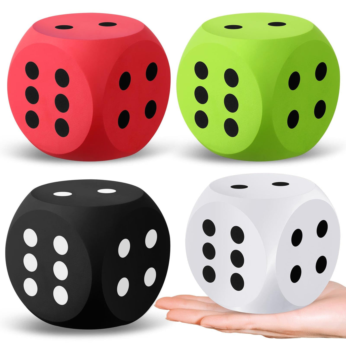 Shappy 3-Inch Foam Dice – Multicolor EVA Jumbo Dice (4 Pcs)