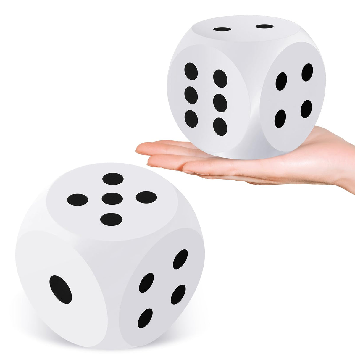 Shappy 3-Inch Foam Dice – Large White EVA Dice (2 Pcs) for Education & Game Nights