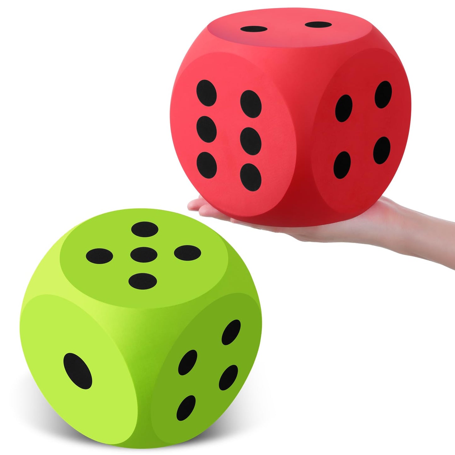 Shappy 6-Inch Foam Dice – Large Educational Jumbo Dice (Red & Green, 2 Pcs)