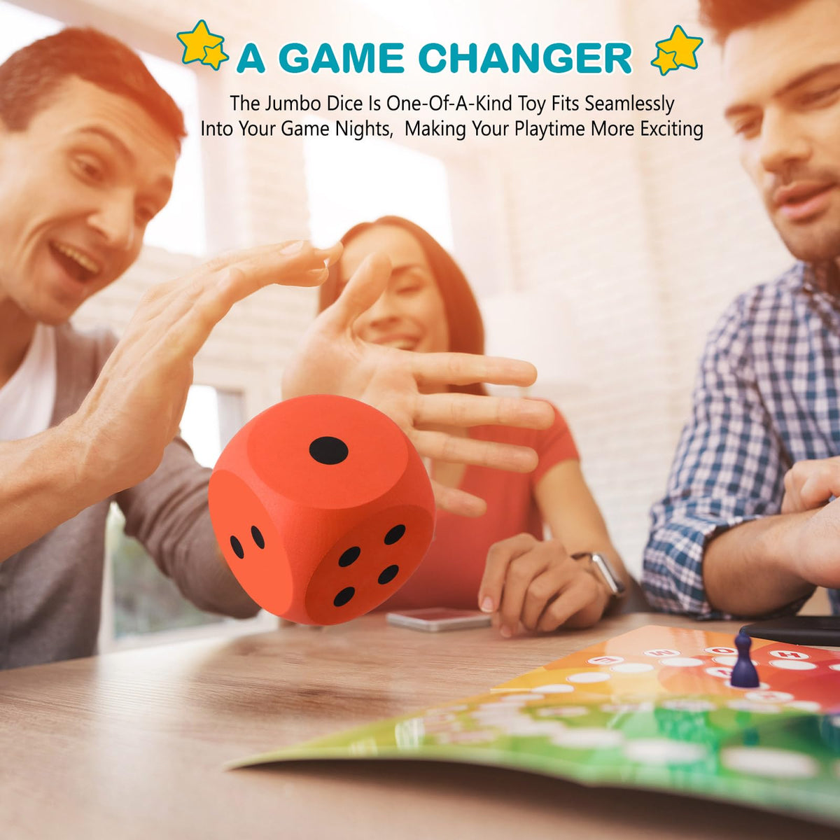 Shappy 3-Inch Foam Dice – Large Educational EVA Foam Jumbo Dice, Orange & Green (2 Pcs)