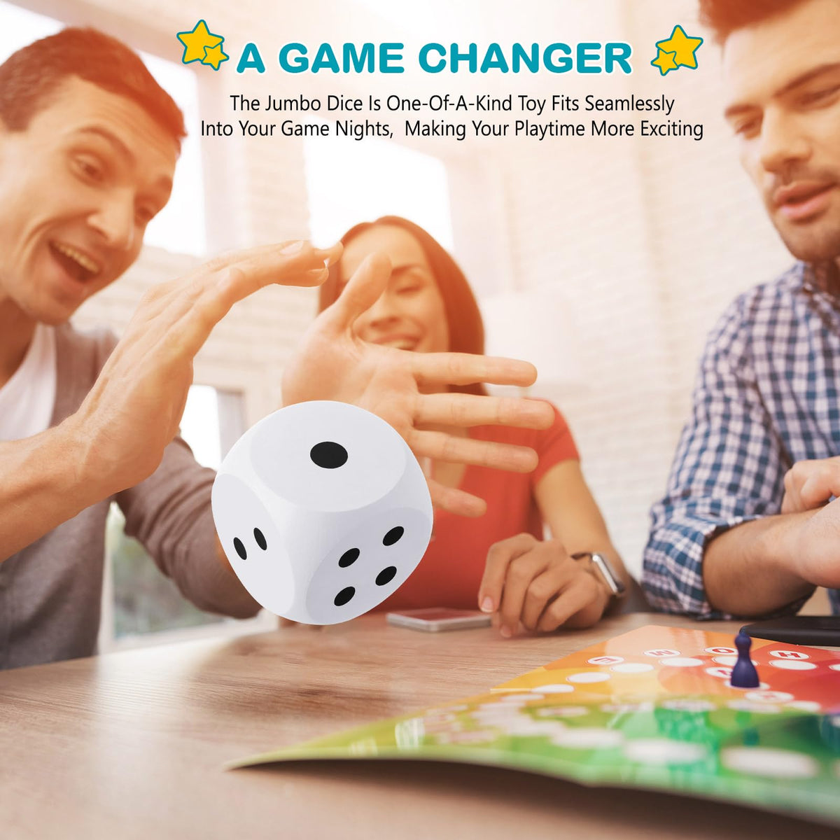 Shappy 3-Inch Foam Dice – Large White EVA Dice (2 Pcs) for Education & Game Nights