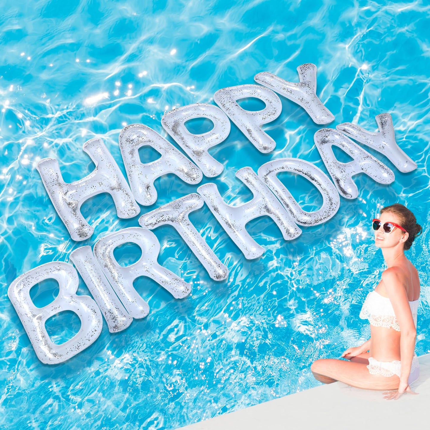 Shappy 20'' Happy Birthday Pool Letters with Adhesive Dots