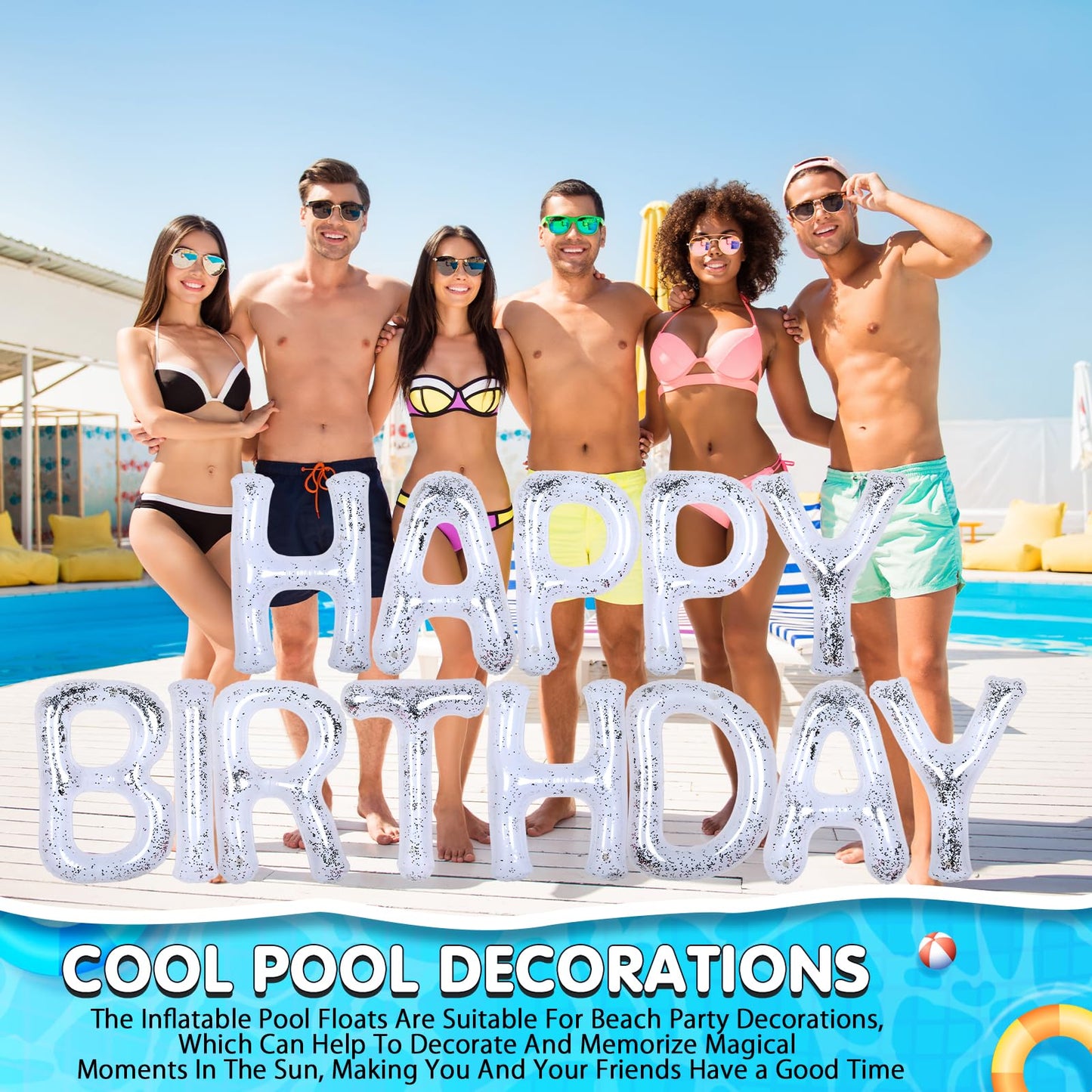 Shappy 20'' Happy Birthday Pool Letters with Adhesive Dots