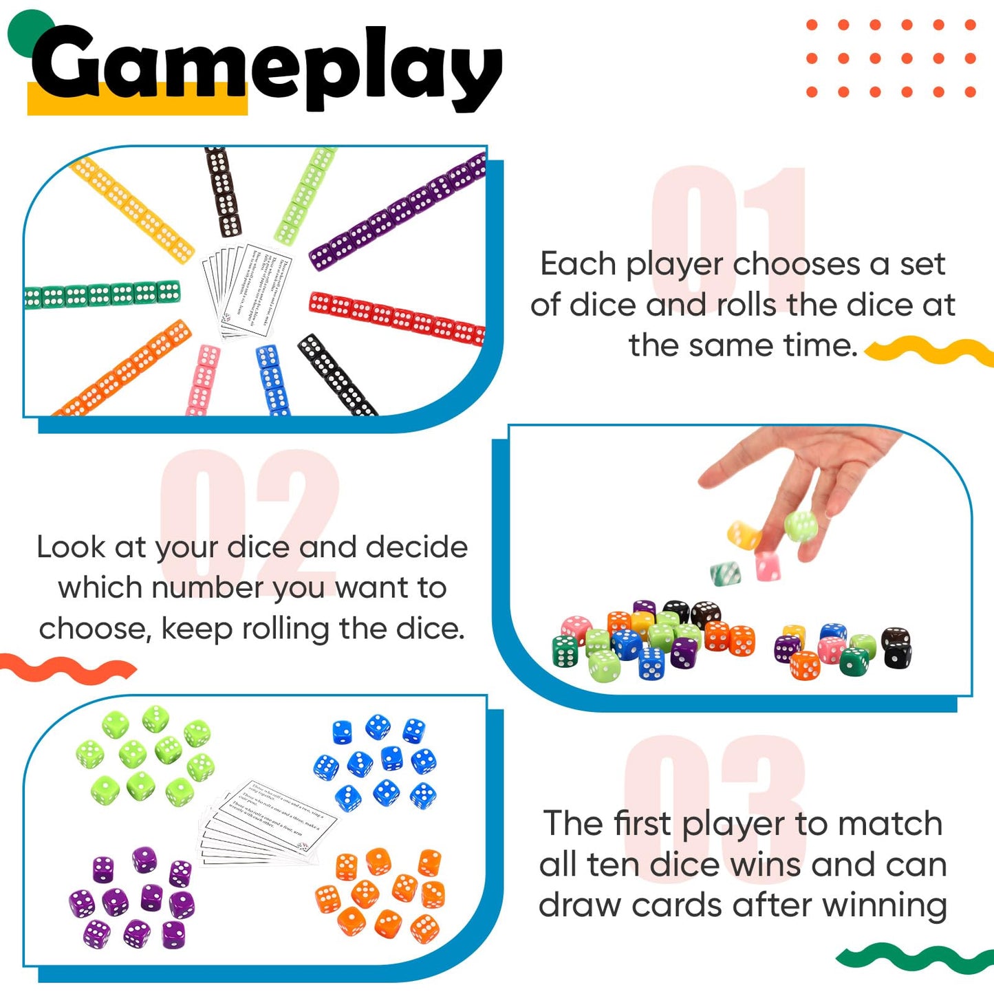 Shappy 10 Sets of Party Dice Game – Colorful Acrylic Dice with Portable Box for Family Fun