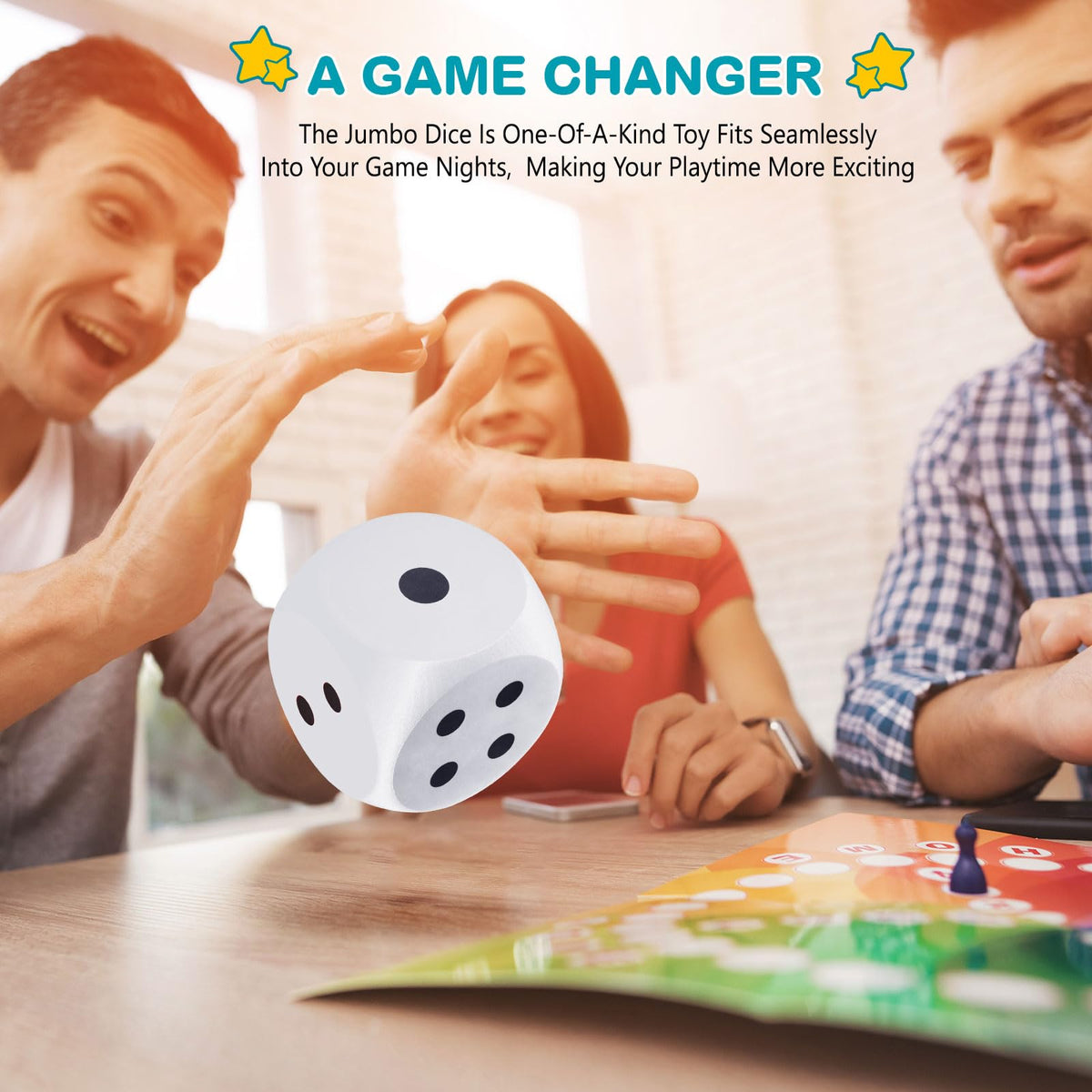 Shappy 3-Inch Foam Dice – Multicolor EVA Jumbo Dice (4 Pcs)