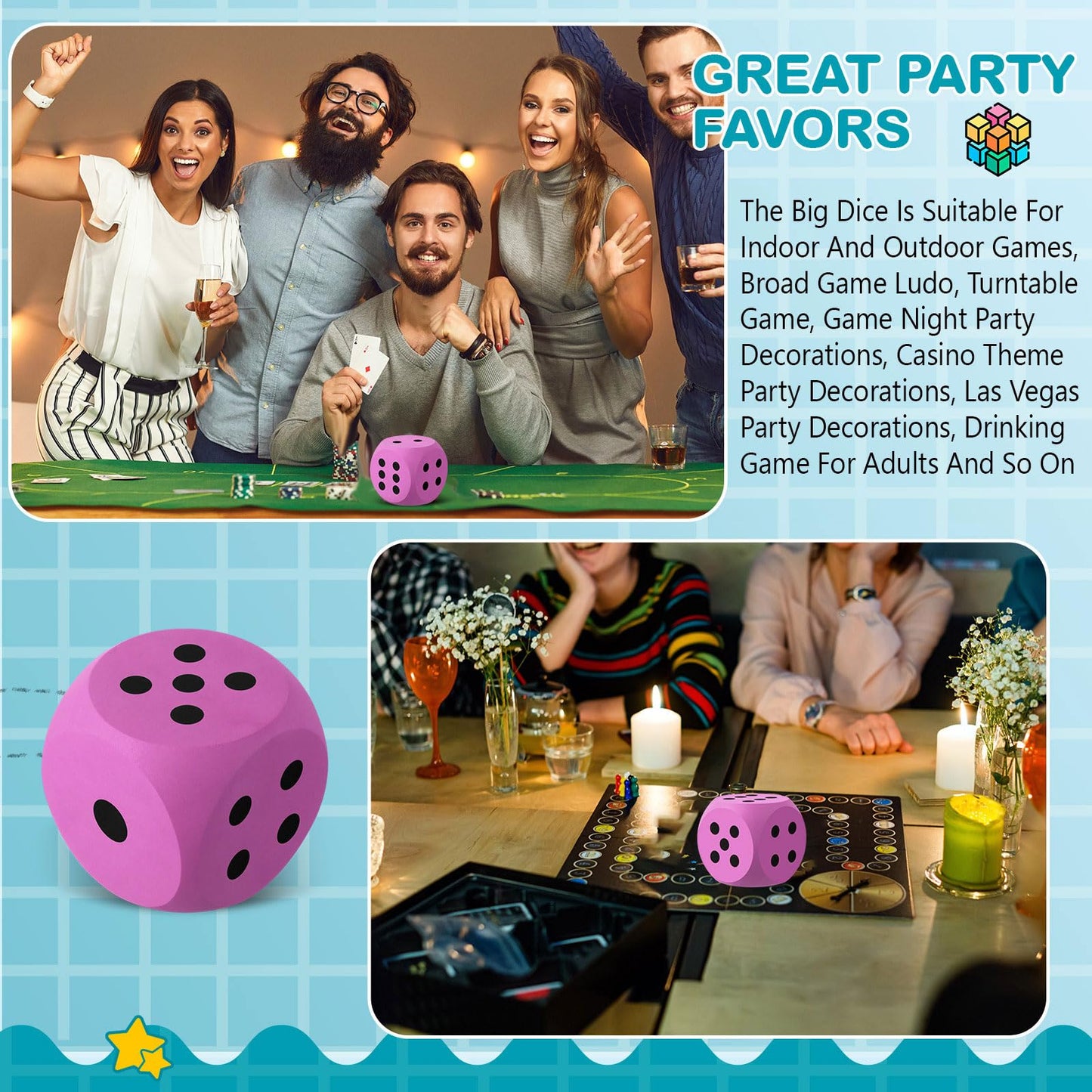 Shappy 3-Inch Foam Dice – Rose Red Giant EVA Foam Dice for Learning, Game Nights & Creative Play